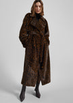 Cadence Faux Fur Long Coat - Leopard Brown