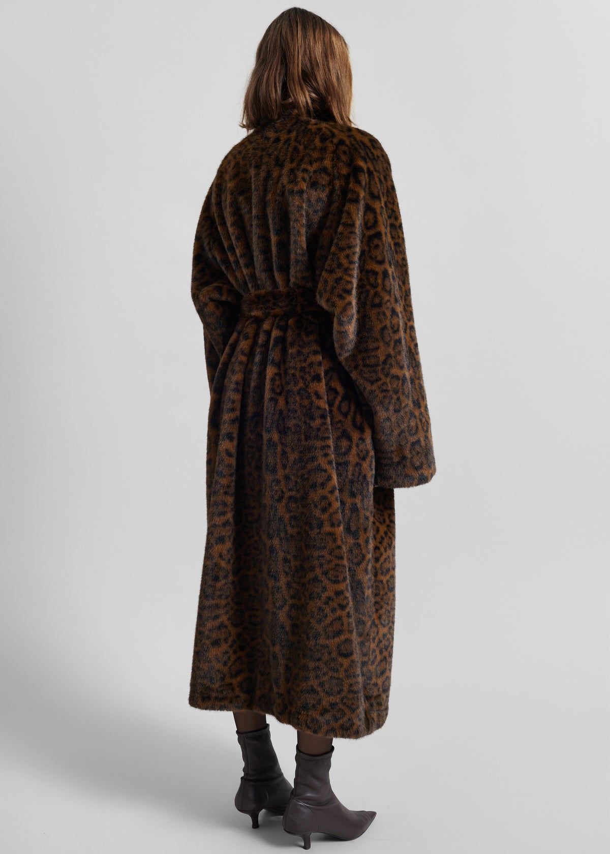 Cadence Faux Fur Long Coat - Leopard Brown - 7