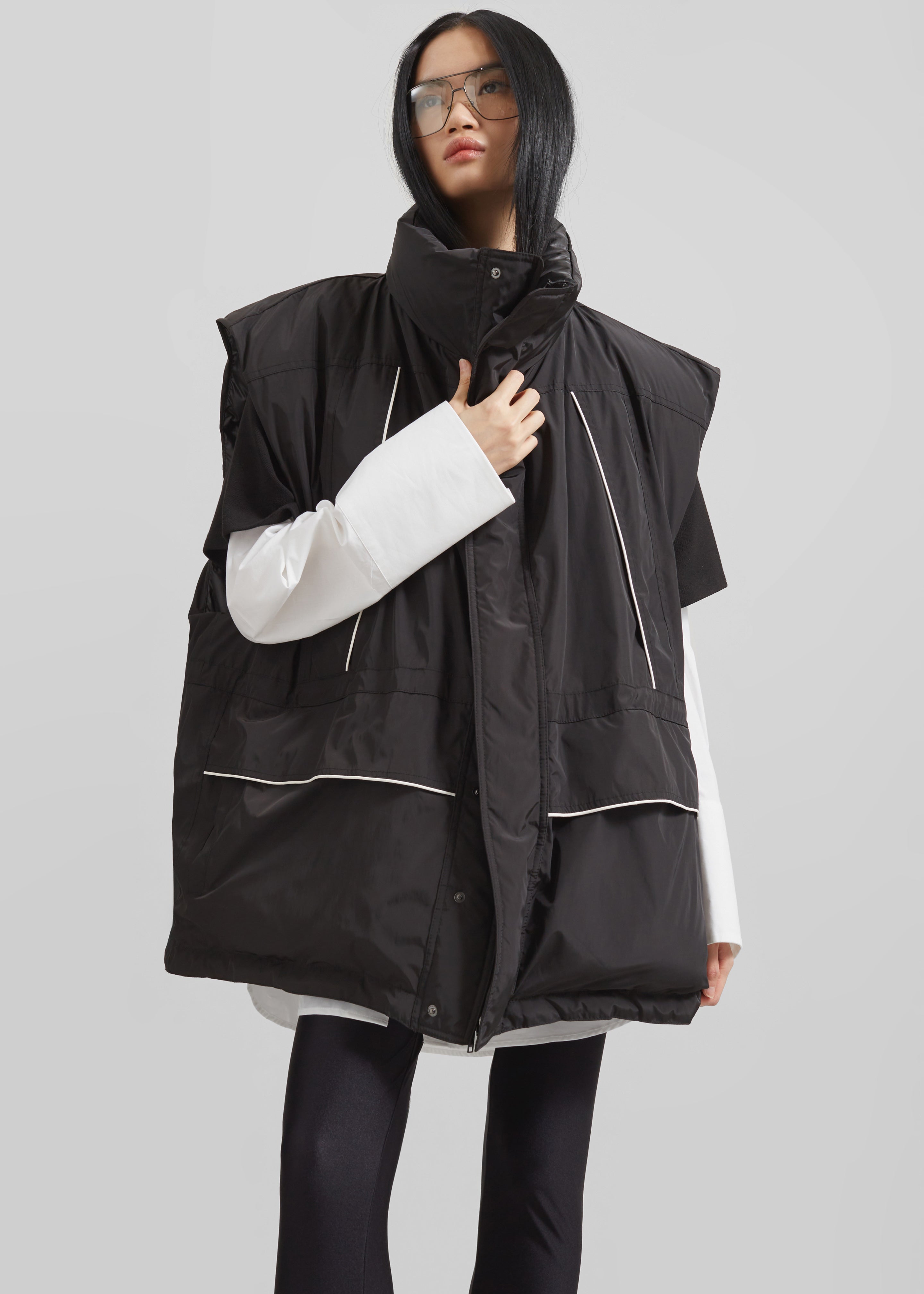 Calais Oversized Sleeveless Puffer Jacket - Black - 4