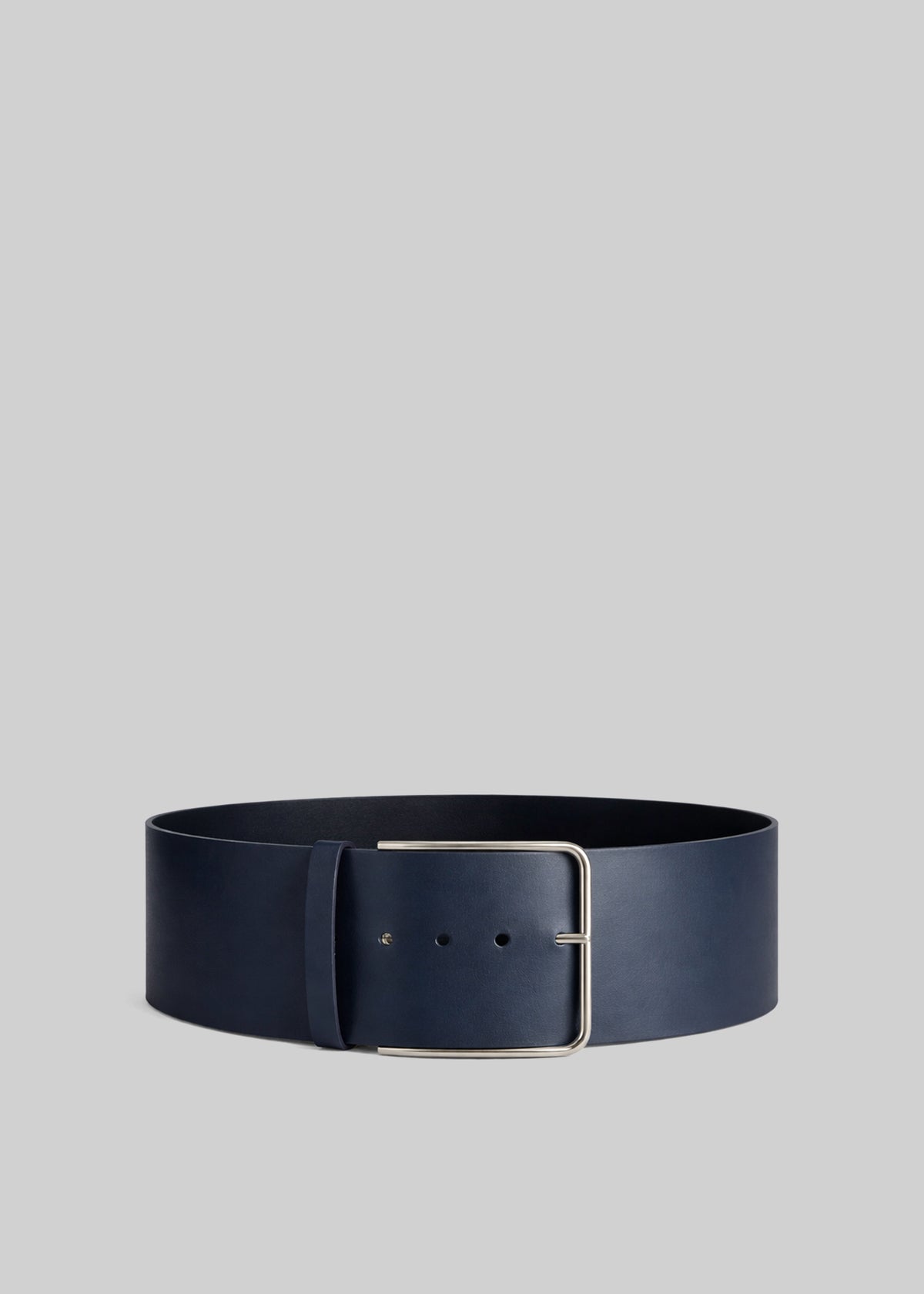 Calan Leather Wide Belt - Navy - 5