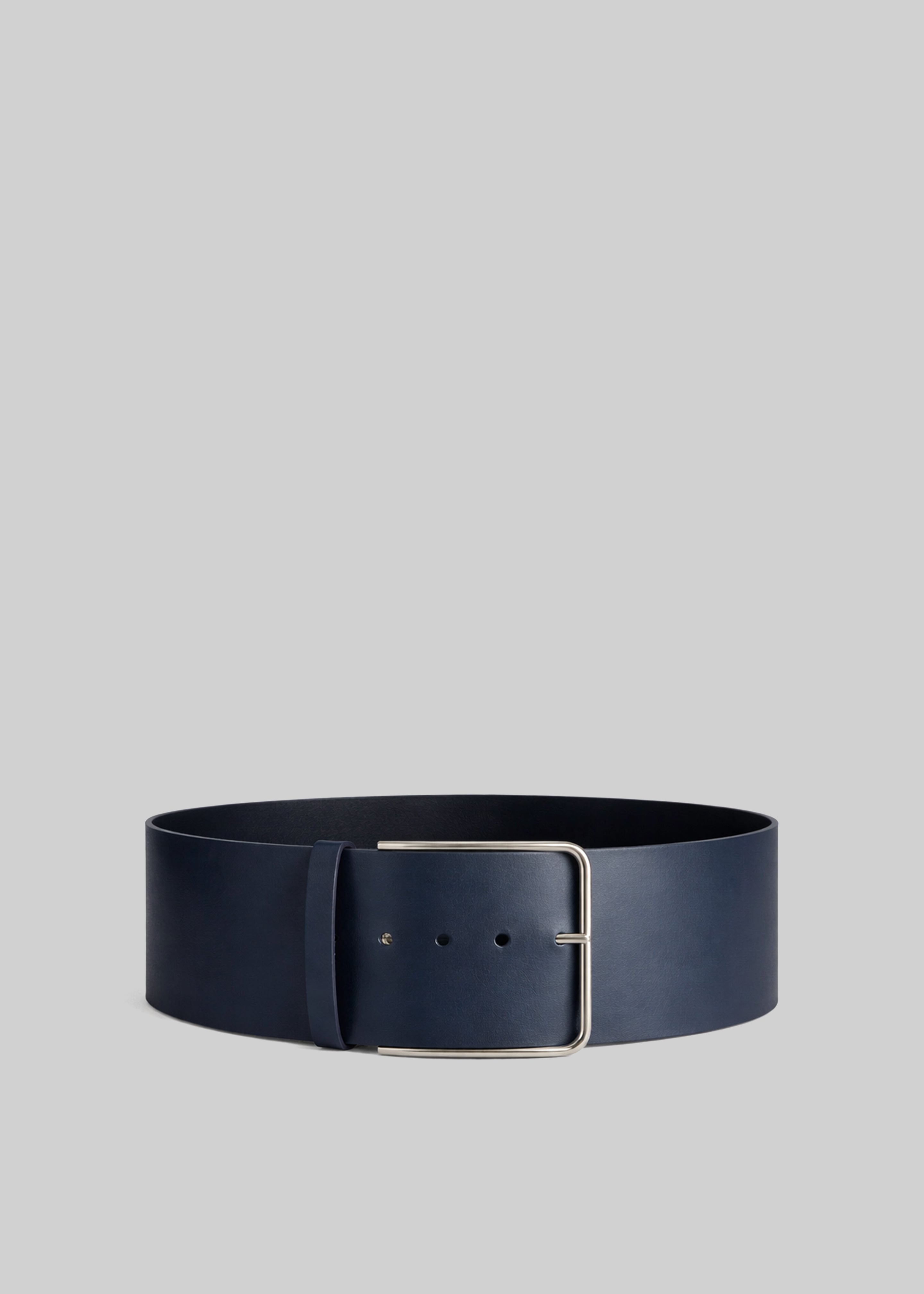 Calan Leather Wide Belt - Navy - 5