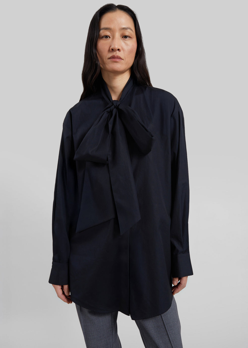 Calcaterra Bow Poplin Shirt - Black