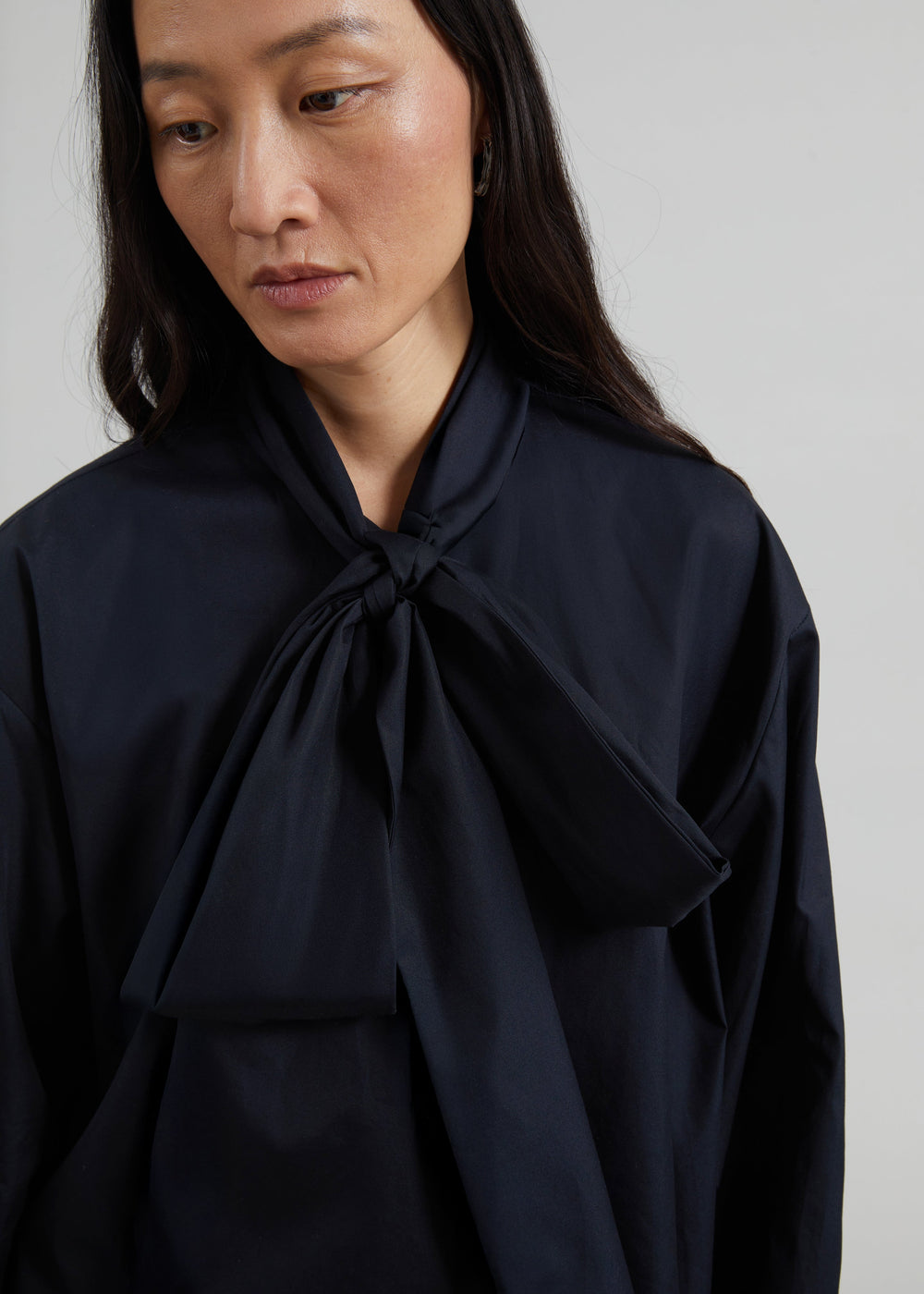 Calcaterra Bow Poplin Shirt - Black - 1