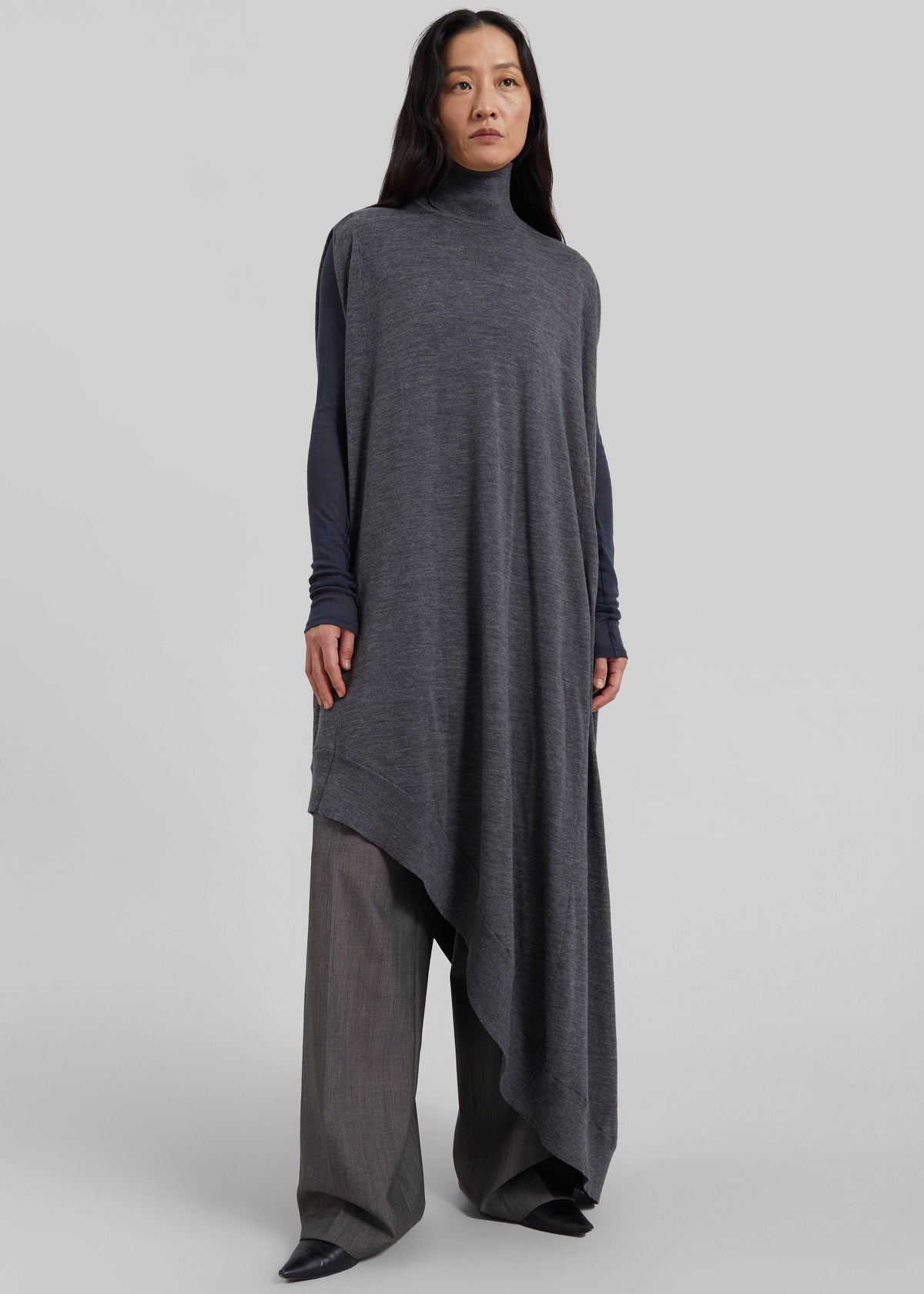 Calcaterra Merino Cape Asymmetric Knit - Grey
