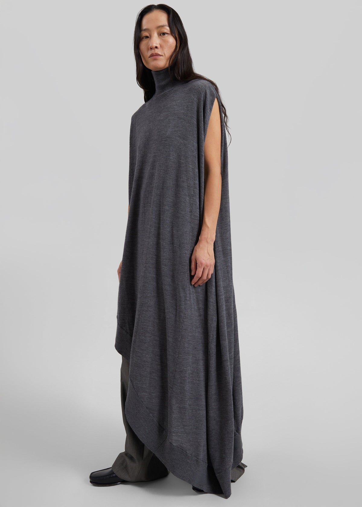Calcaterra Merino Cape Asymmetric Knit - Grey