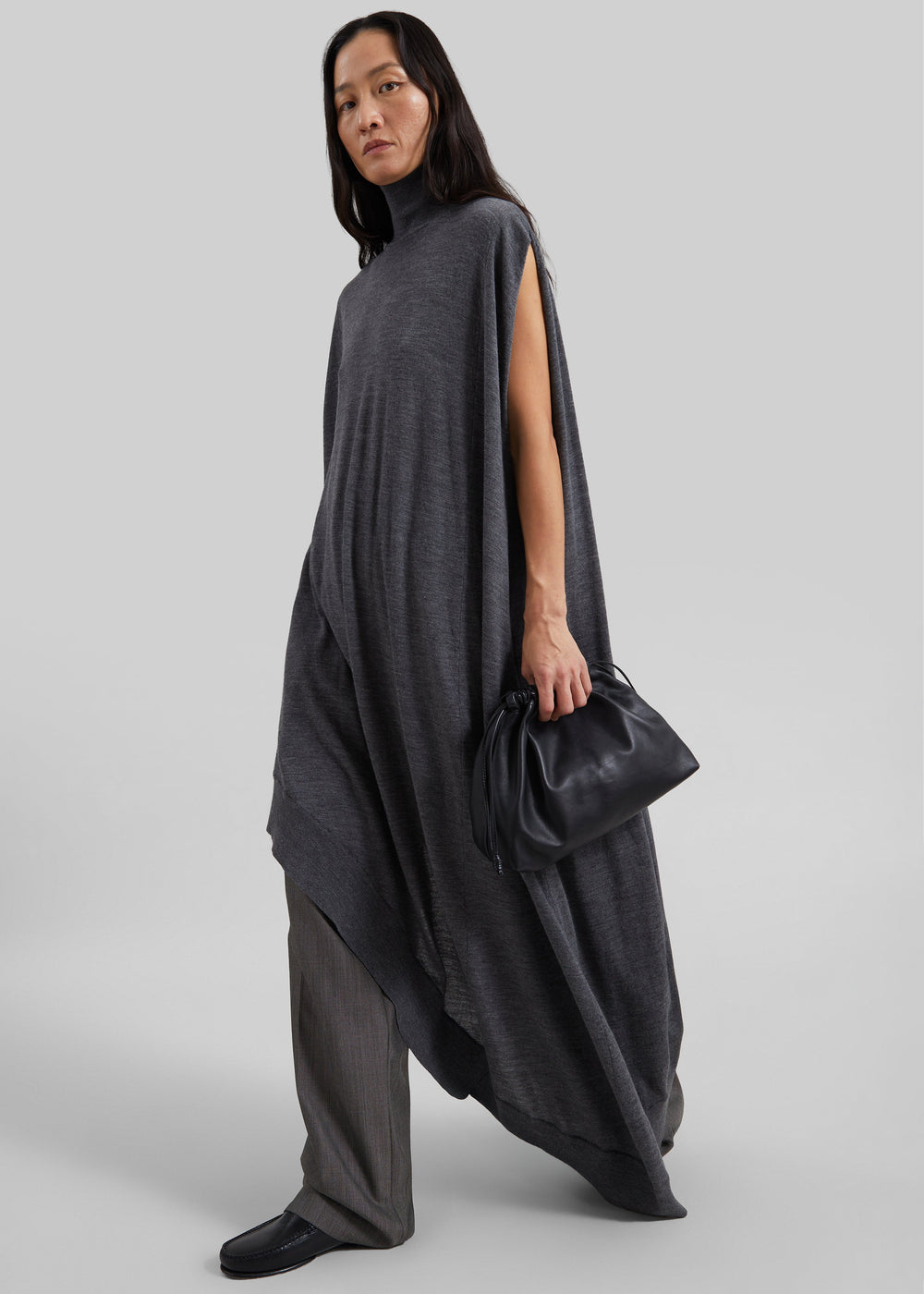 Calcaterra Merino Cape Asymmetric Knit - Grey