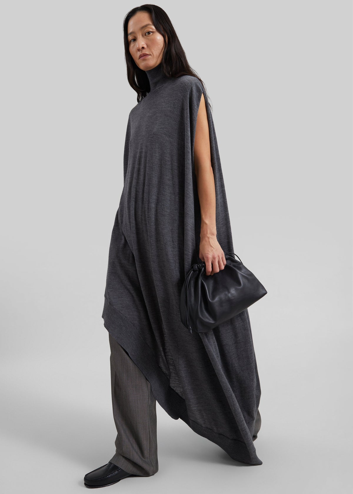 Shop the look image for Calcaterra Merino Cape Asymmetric Knit - Grey