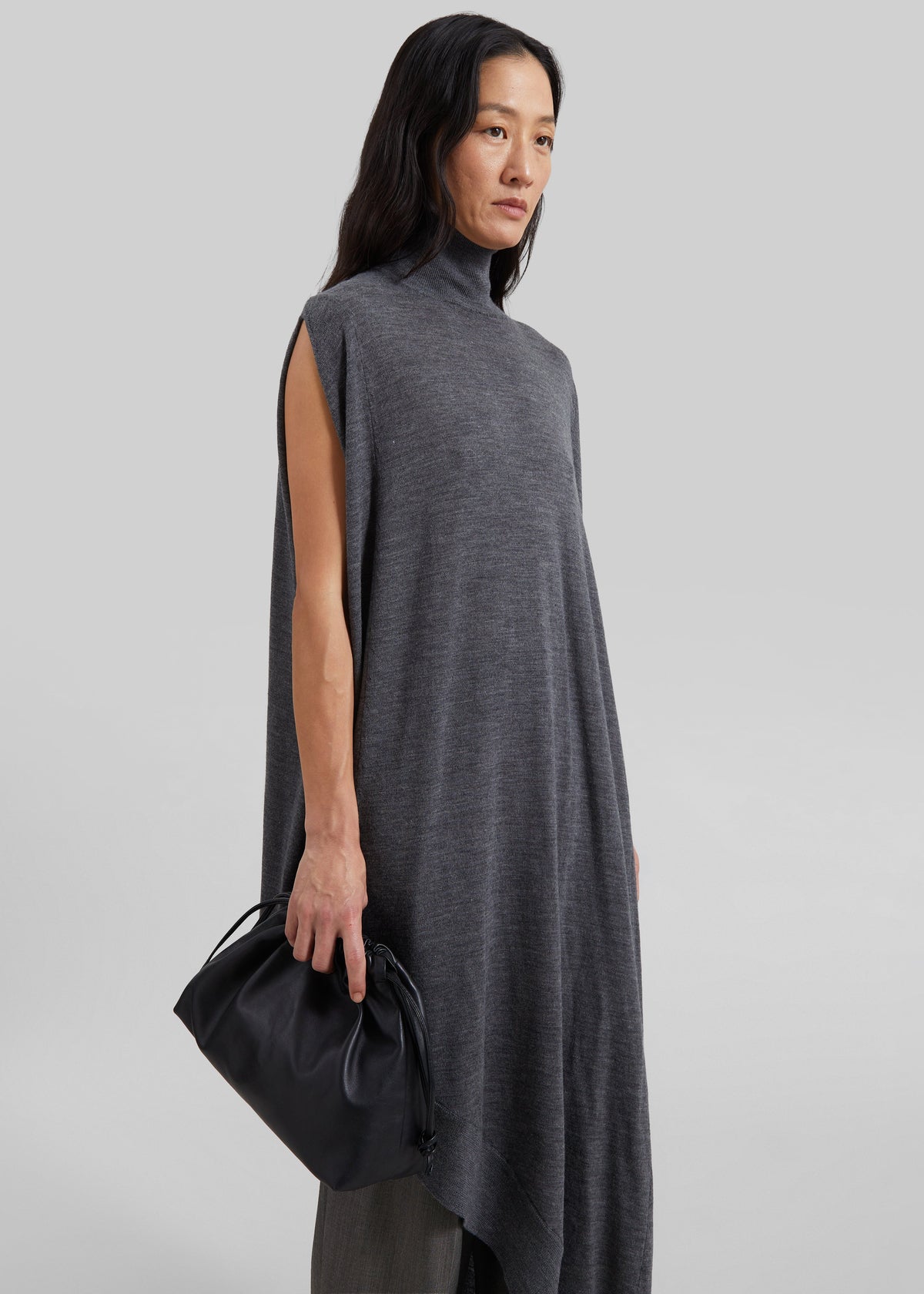 Calcaterra Merino Cape Asymmetric Knit - Grey