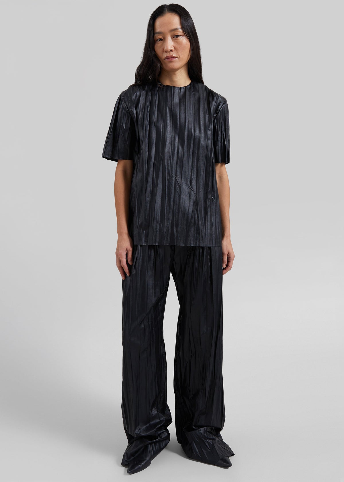 Calcaterra Faux Leather Signature Trousers - Black