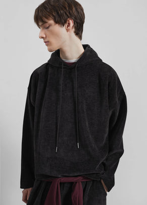 Caleb Velvet Hoodie - Black