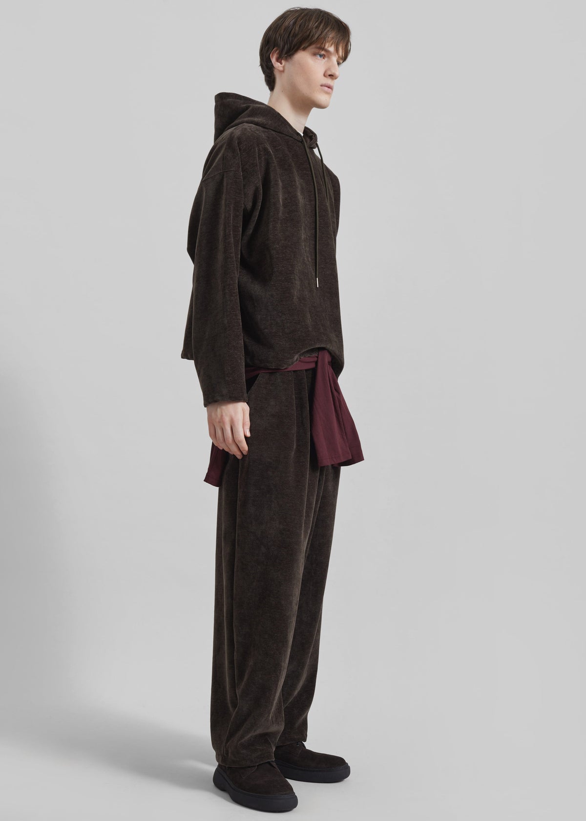 Caleb Velvet Hoodie - Brown - 4