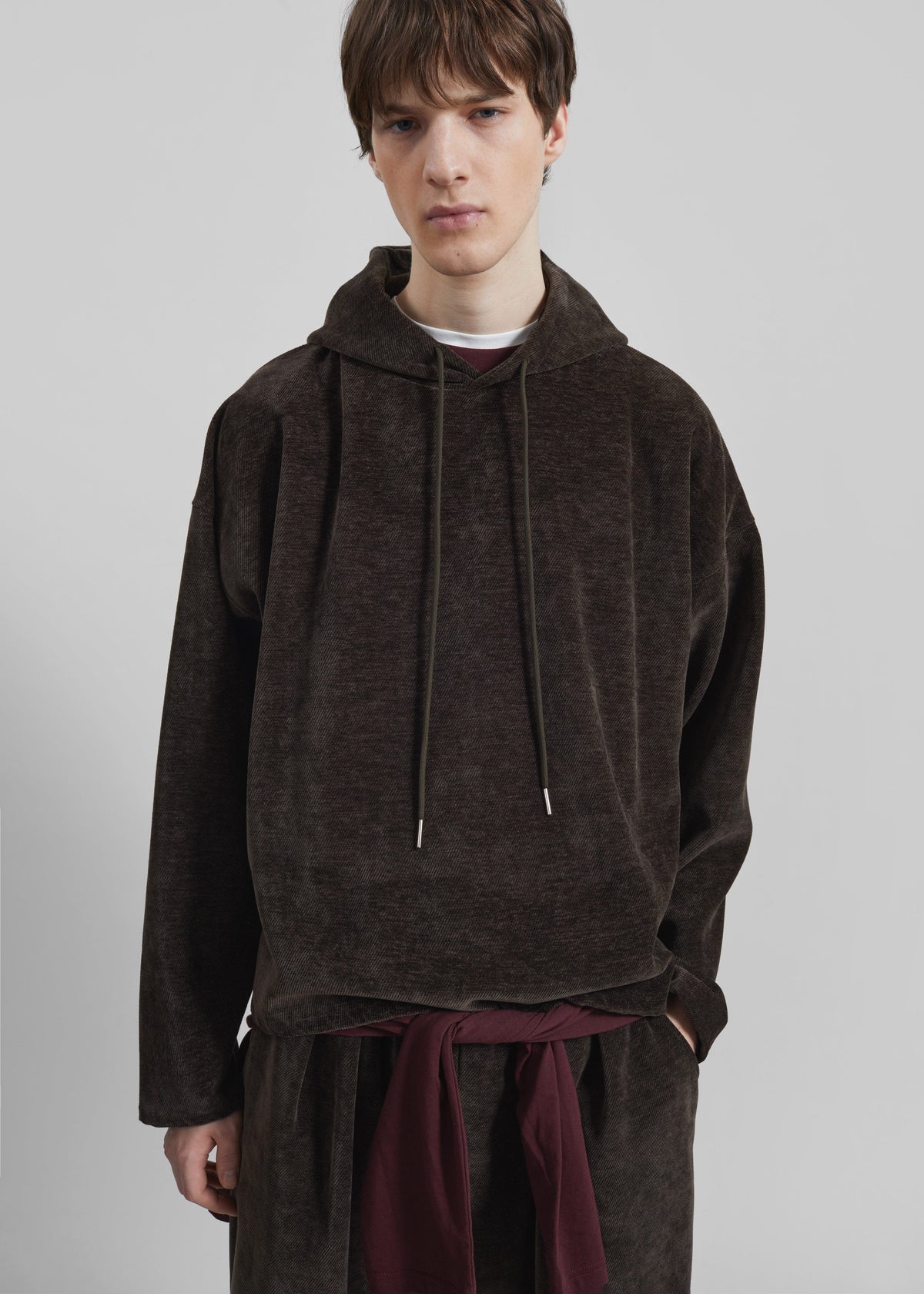 Caleb Velvet Hoodie - Brown - 2