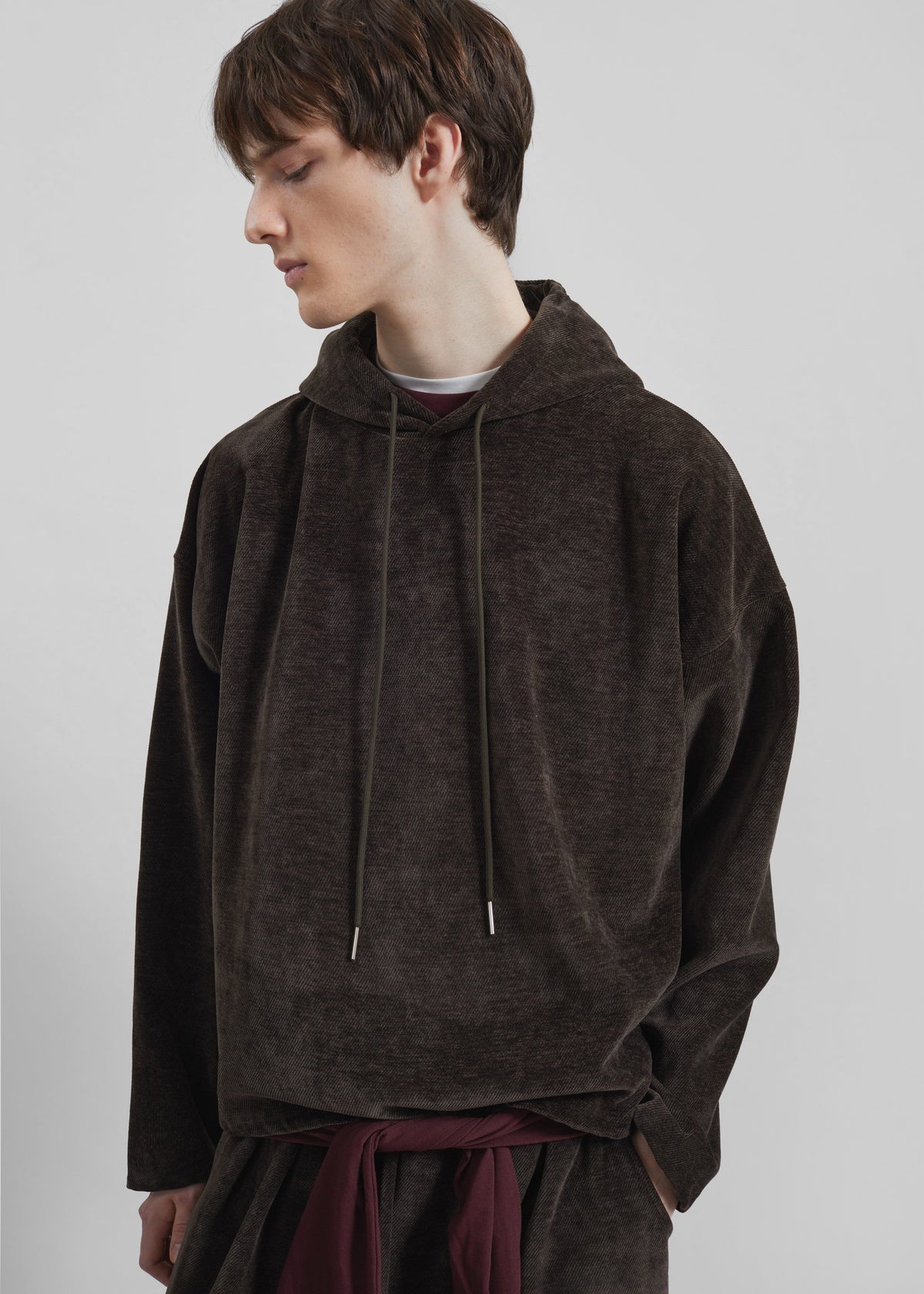 Caleb Velvet Hoodie - Brown - 5