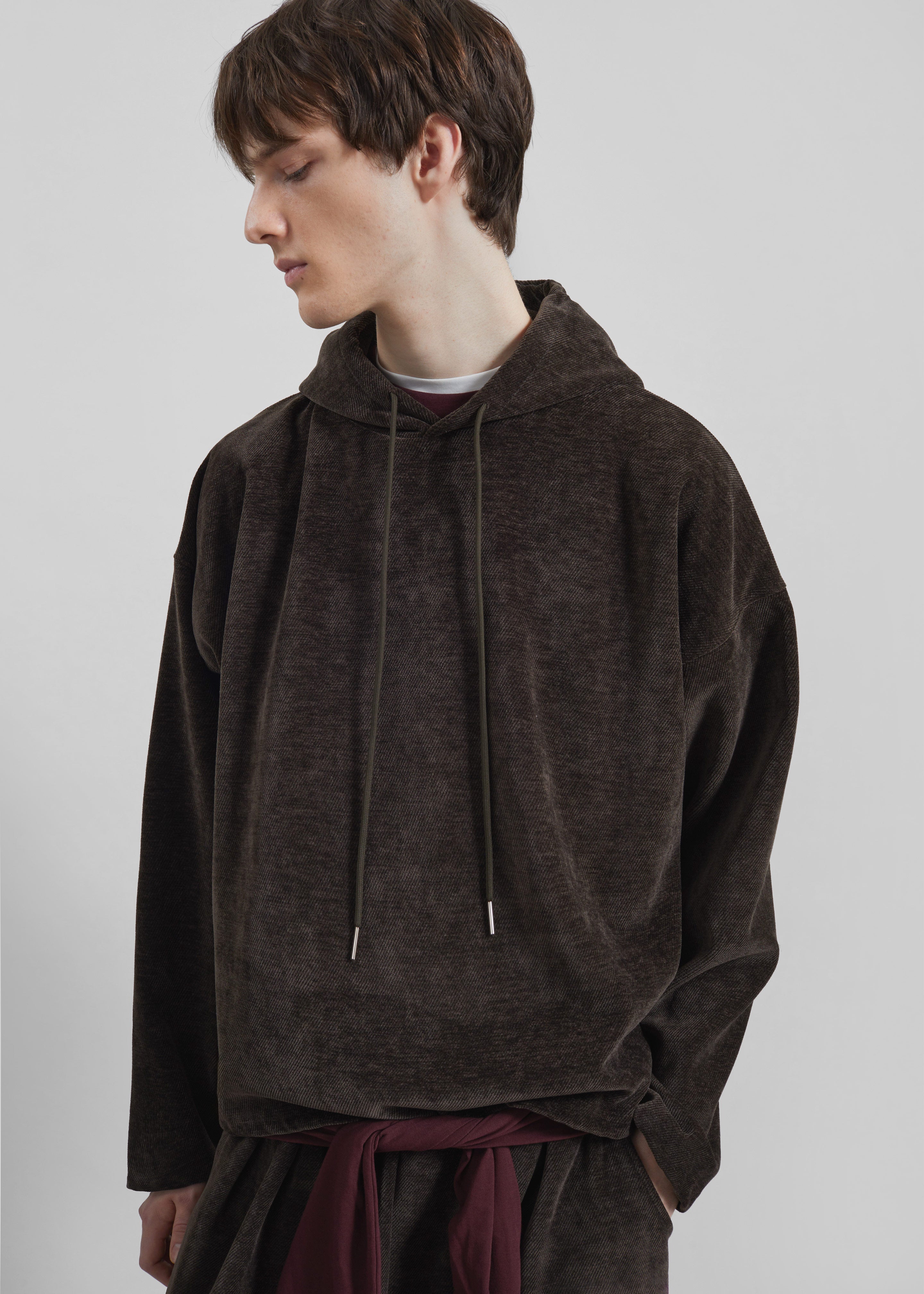 Caleb Velvet Hoodie - Brown - 5