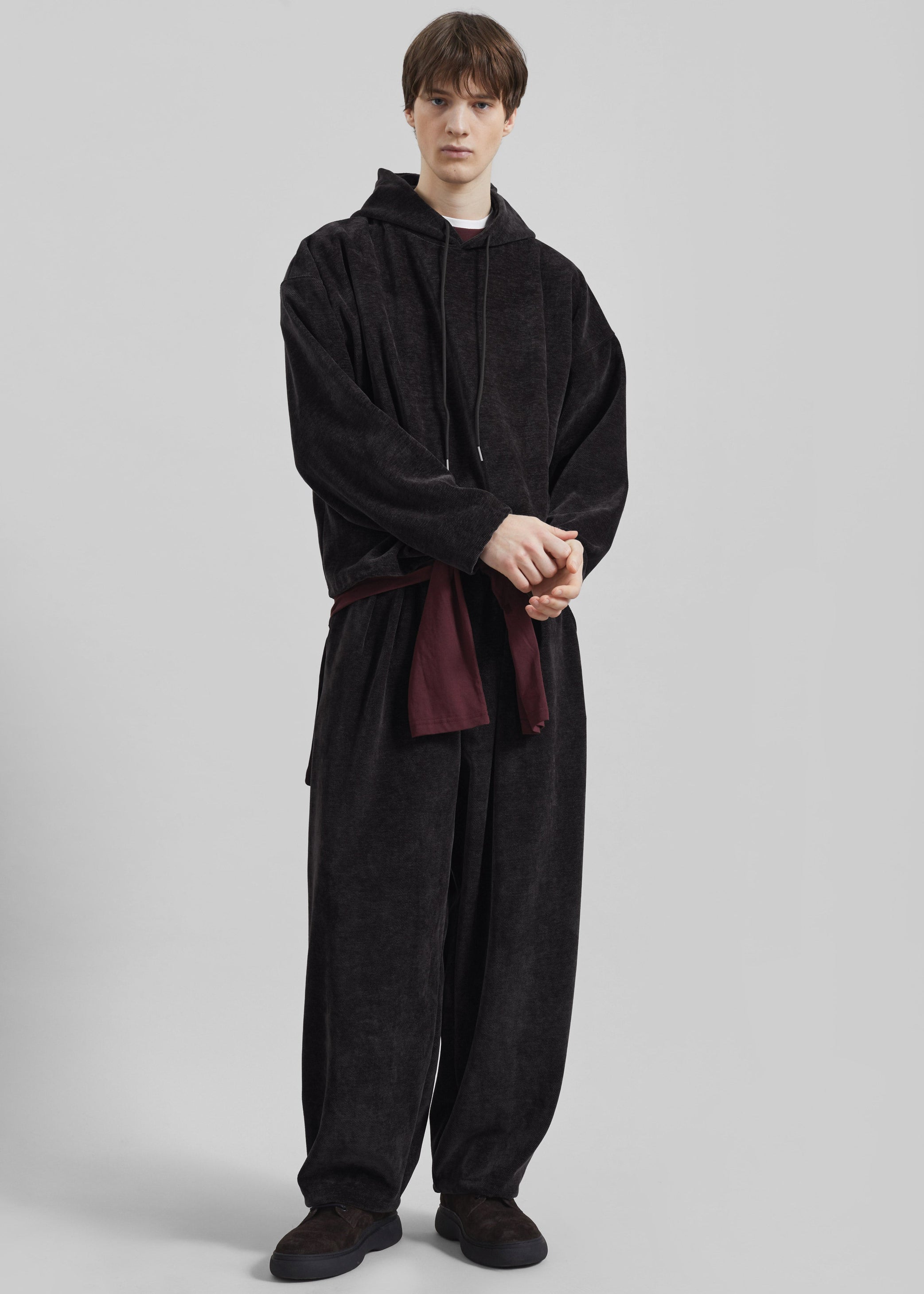 Shop the look image for Caleb Velvet Hoodie - Black