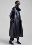 Calen Faux Leather Trench Coat - Black