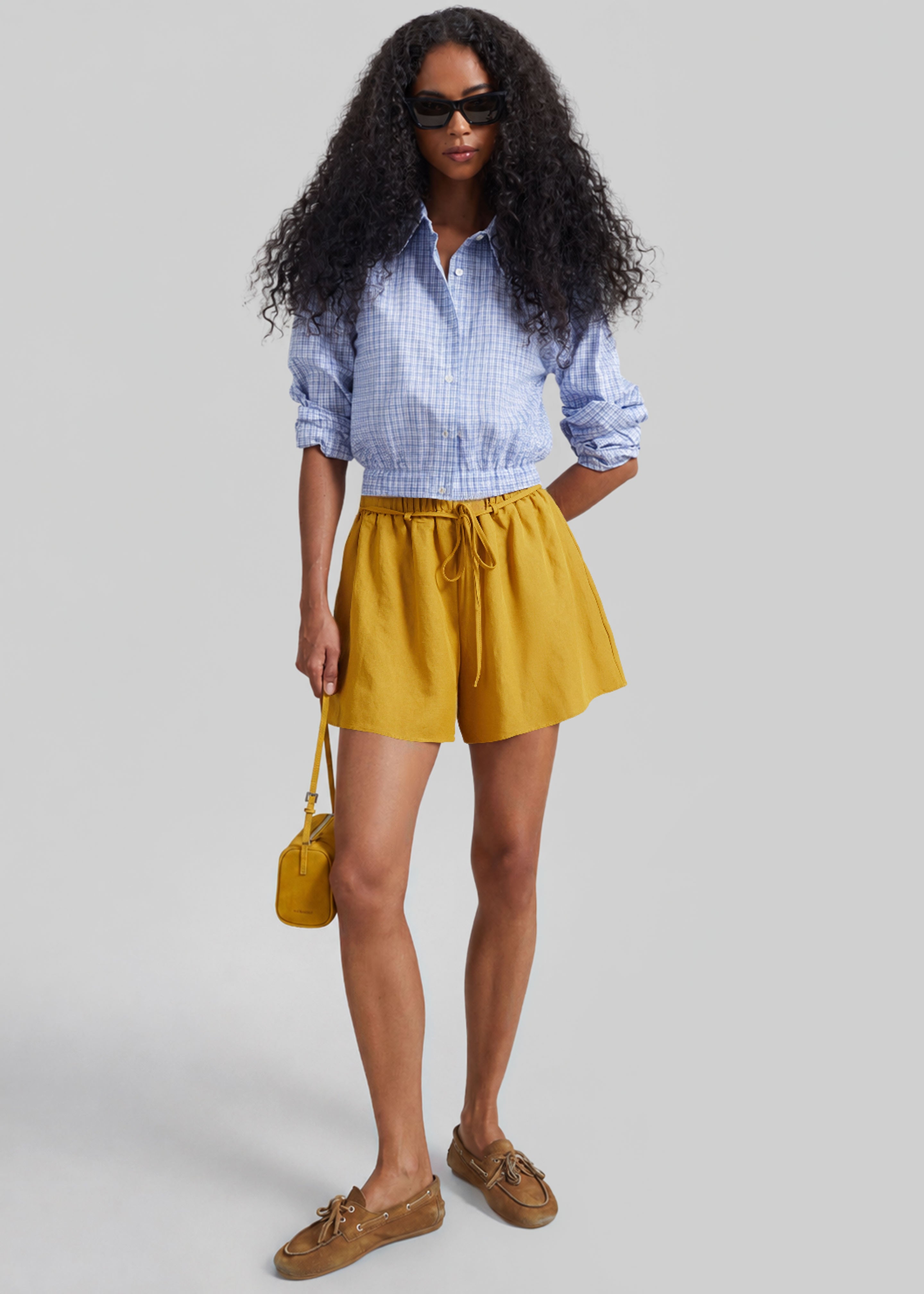 Caligny Linen Shorts - Mustard - 1