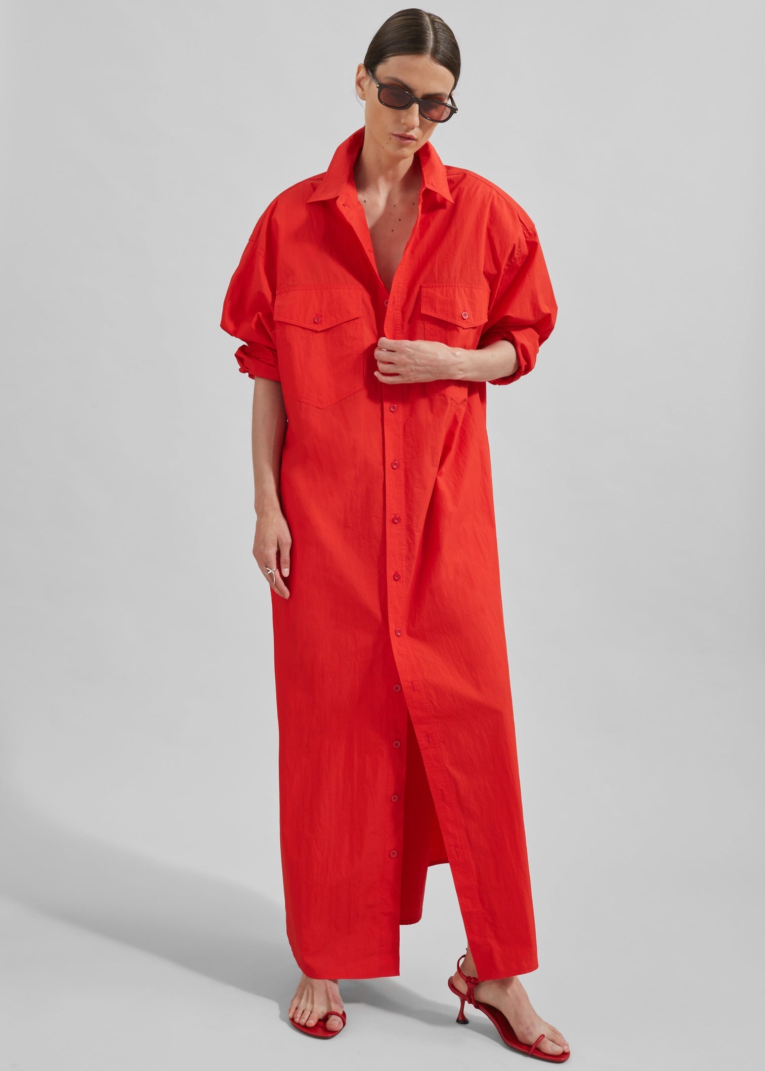 Calren Shirt Dress - Red - 3