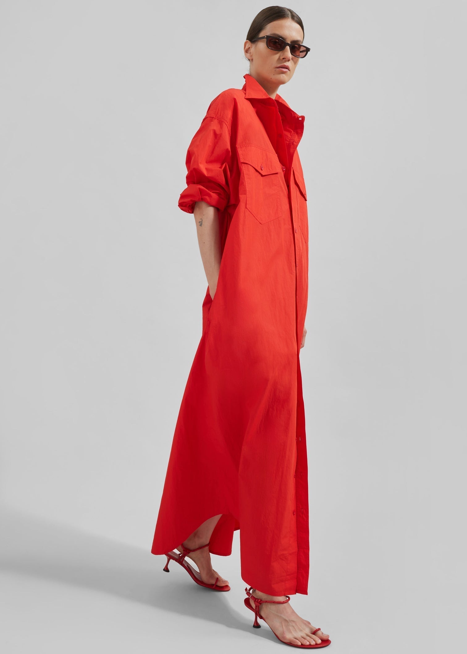 Calren Shirt Dress - Red - 2