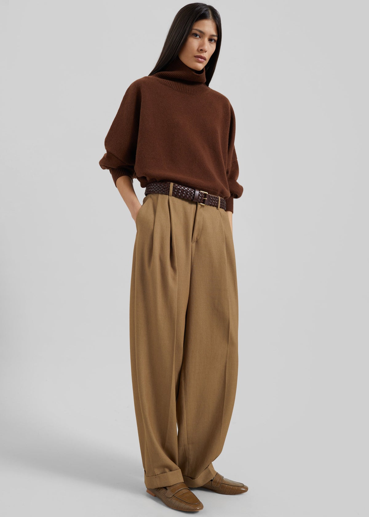 Canberra Pleated Trousers - Camel - 7