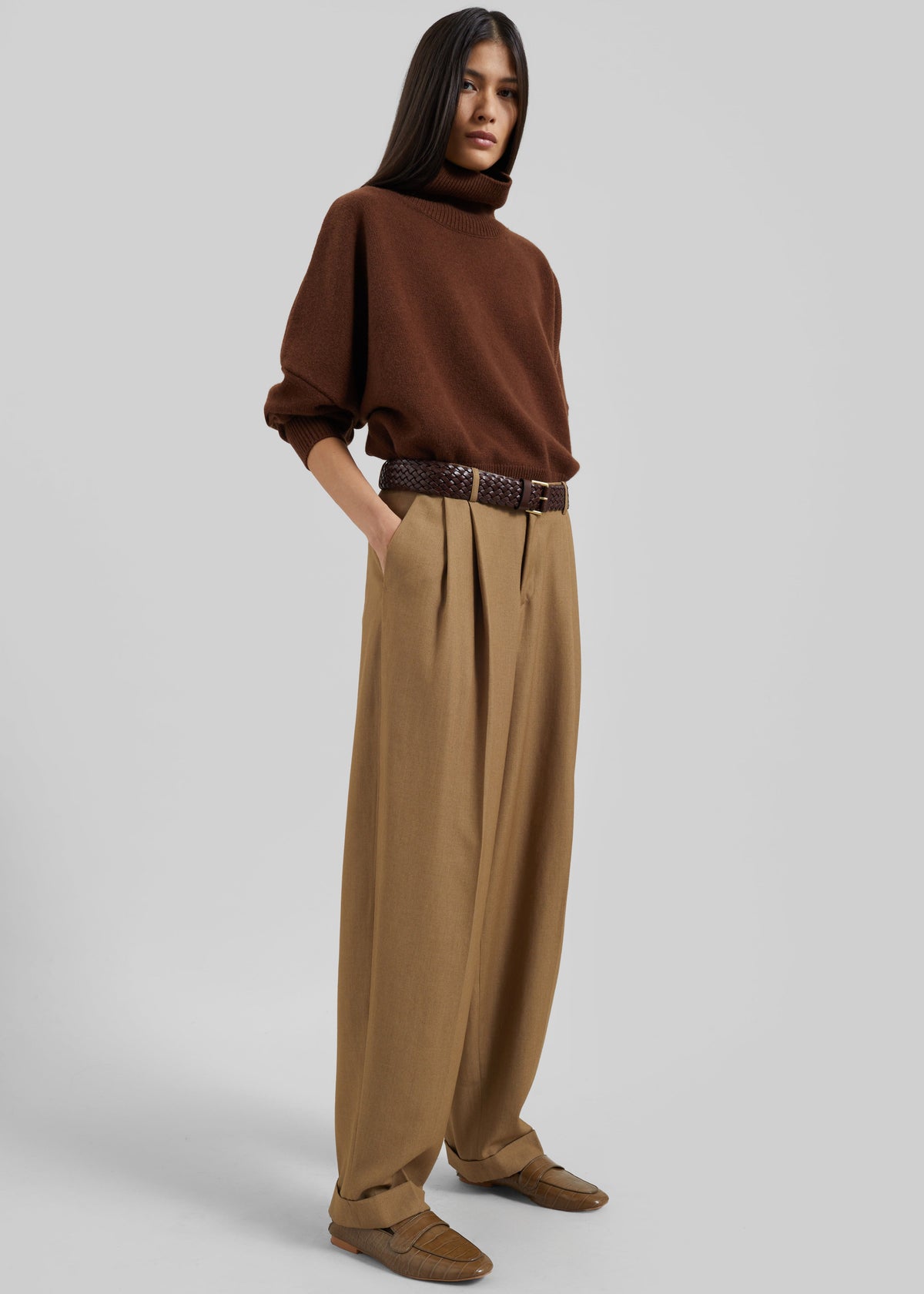 Canberra Pleated Trousers - Camel - 2