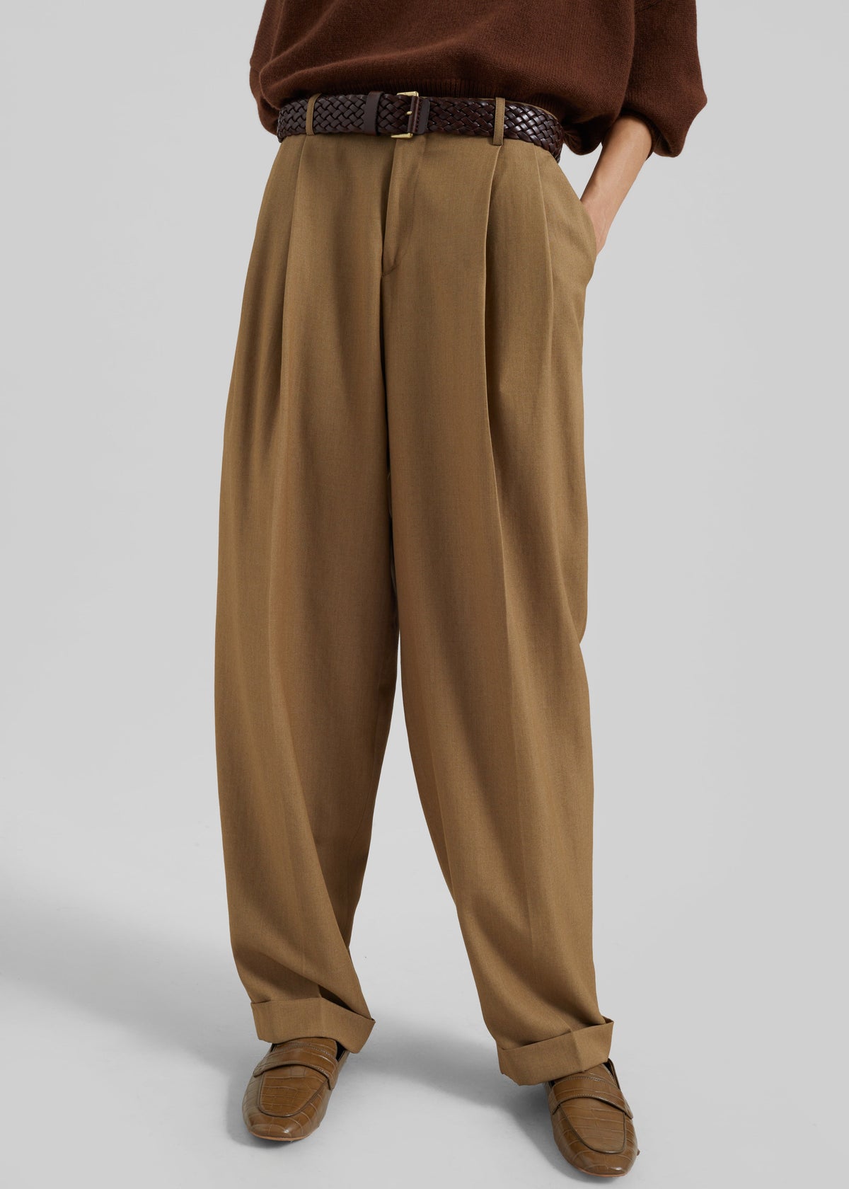 Canberra Pleated Trousers - Camel - 1