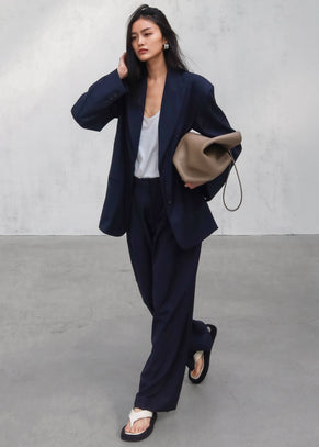 Canmore Pleated Trousers - Navy