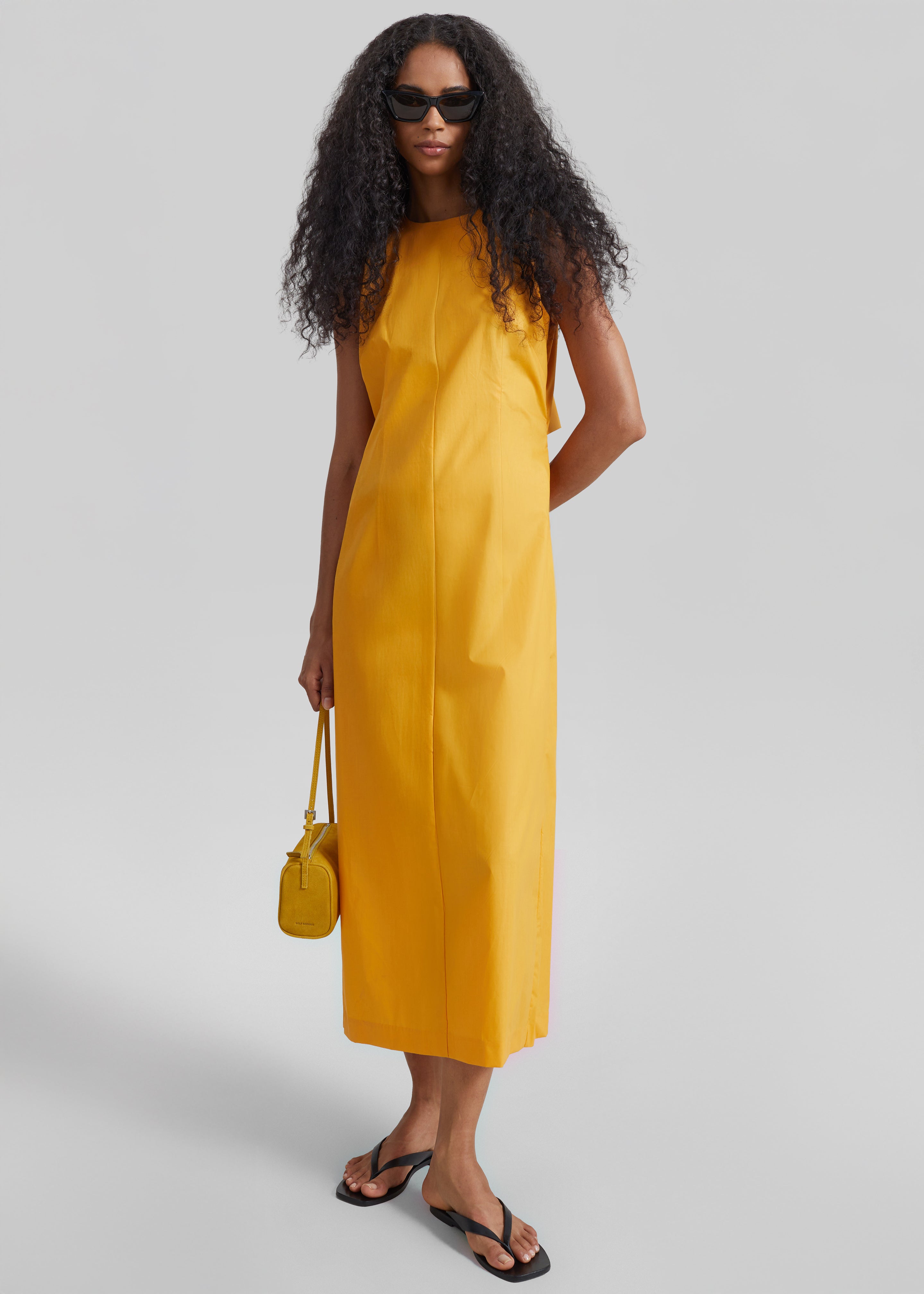 Carinola Poplin Open Back Midi Dress - Orange - 3