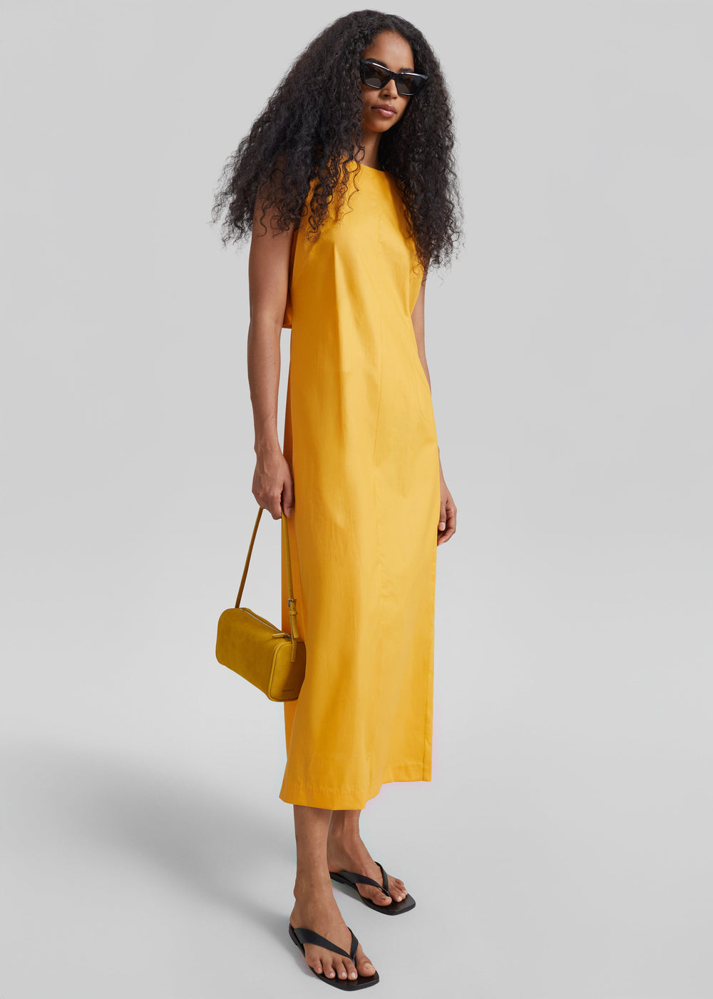 Carinola Poplin Open Back Midi Dress - Orange - 1