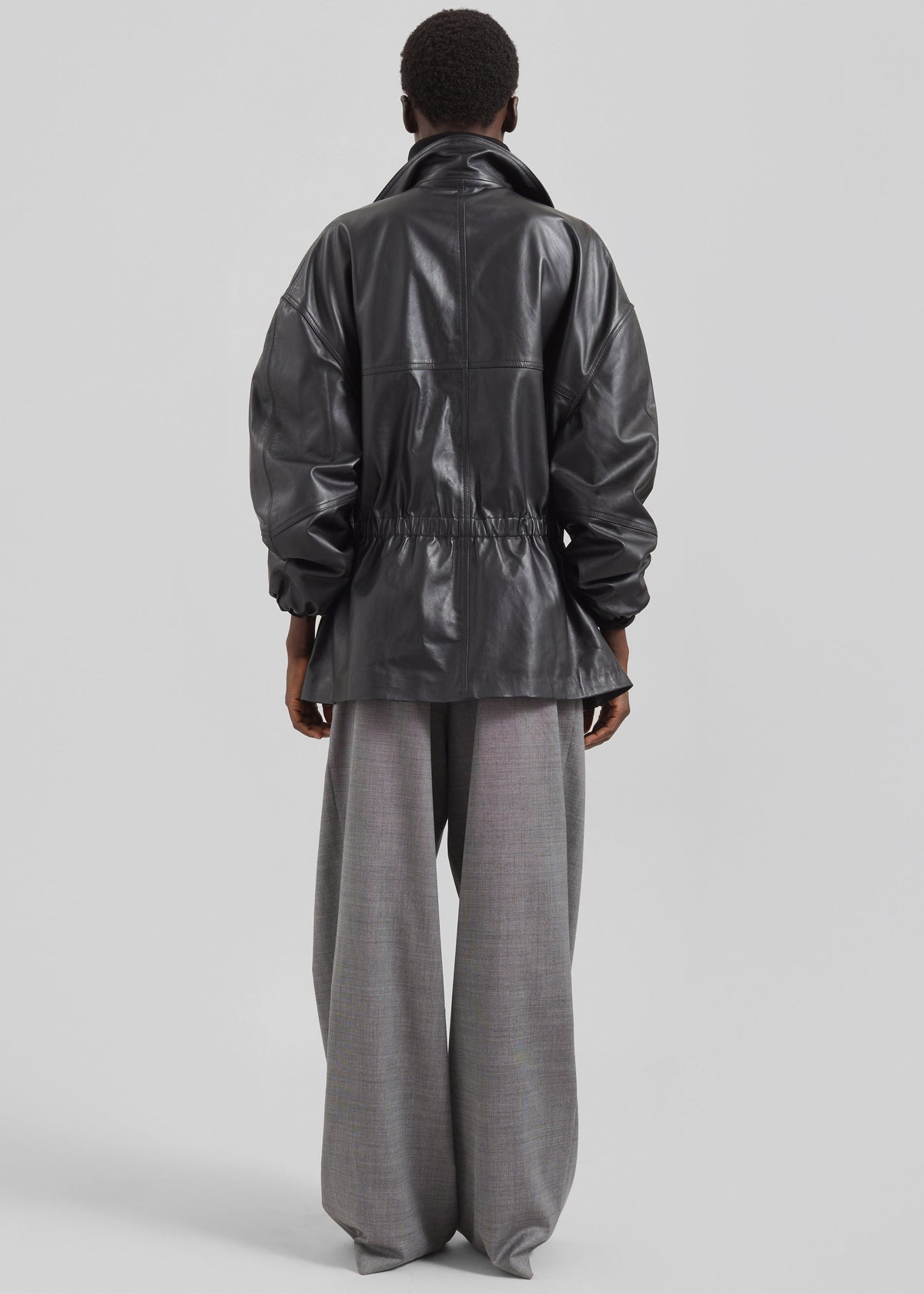 Carnaby Funnel Neck Leather Jacket - Black - 5