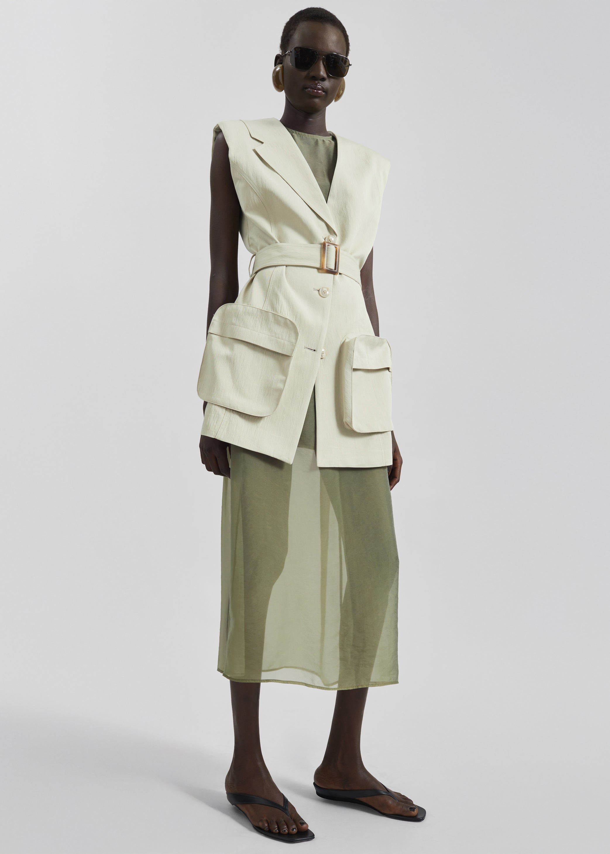 Shop the look image for Corindi Sheer Organza Dress - Olive