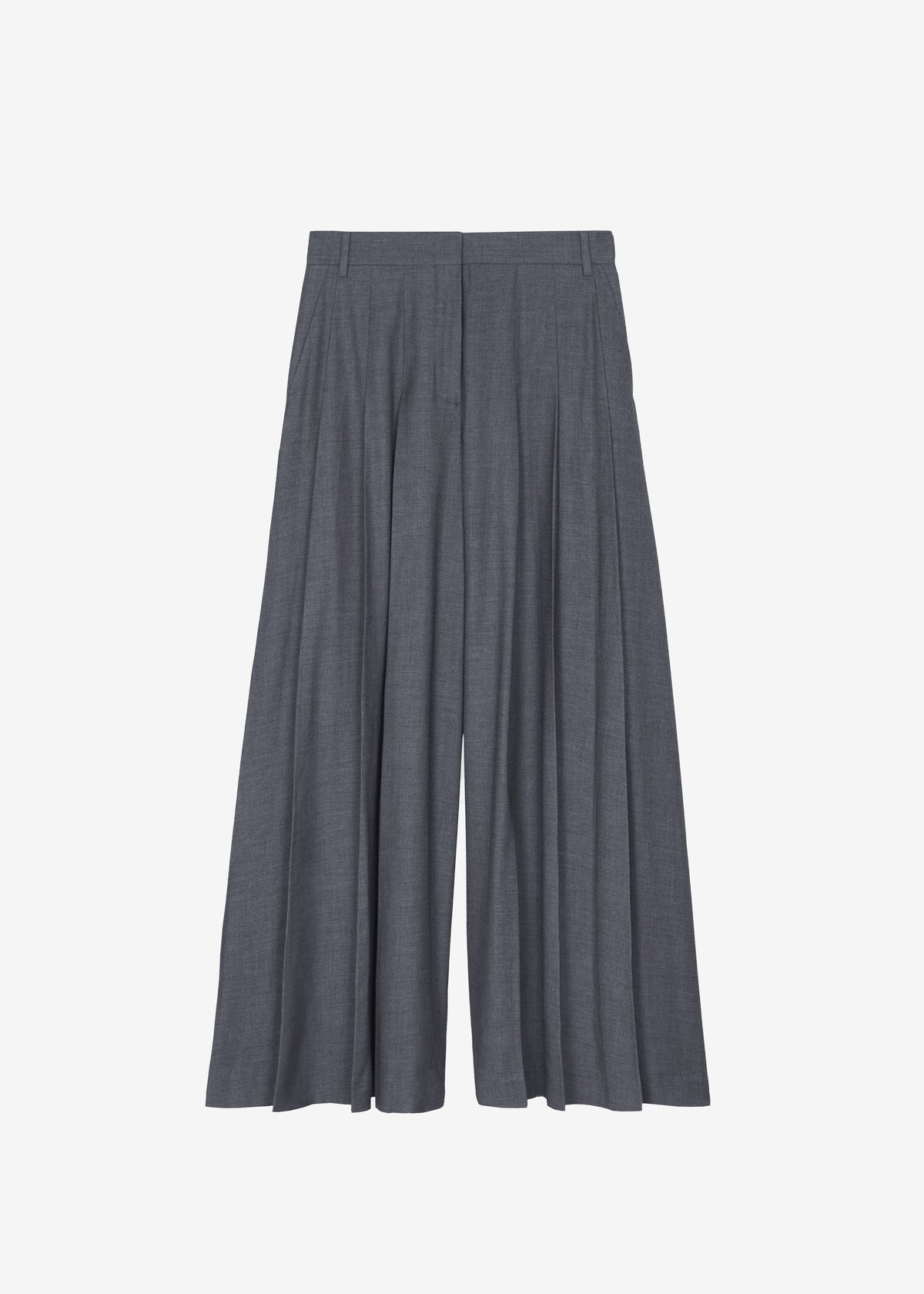 Carrick Pleated Wide Trousers - Dark Grey Melange - 15