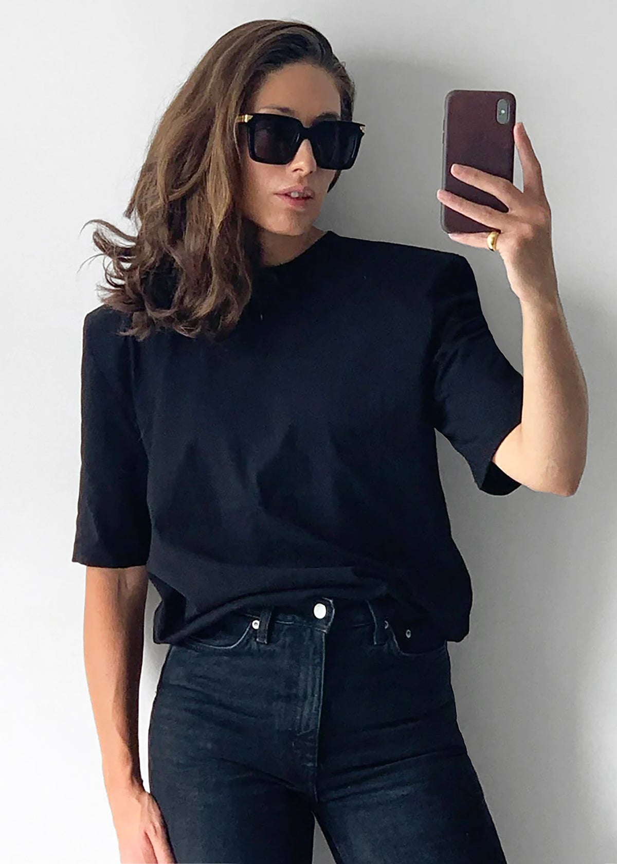 Carrington Padded Shoulder Tee - Black - 1