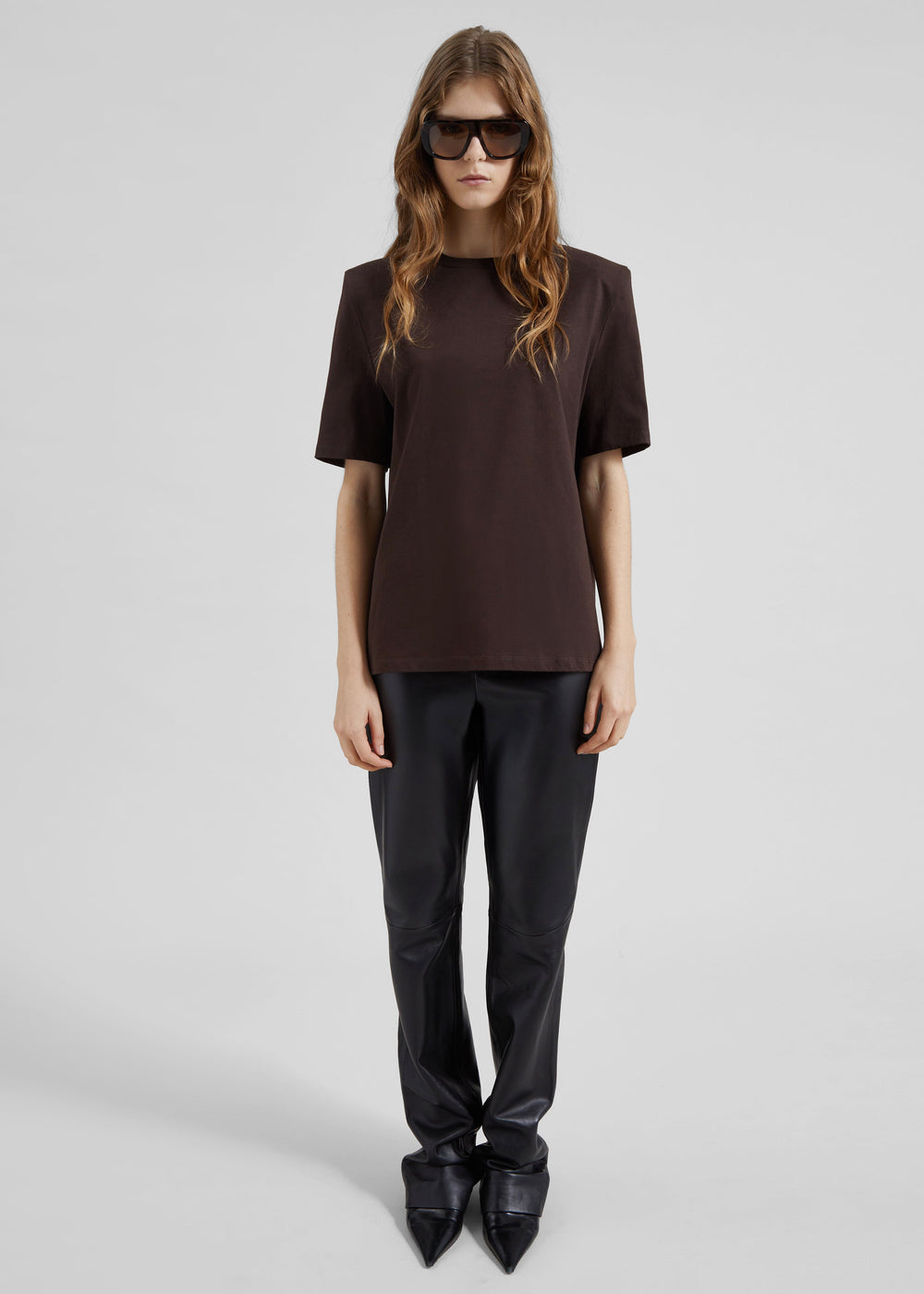 Carrington Padded Shoulder Tee - Brown
