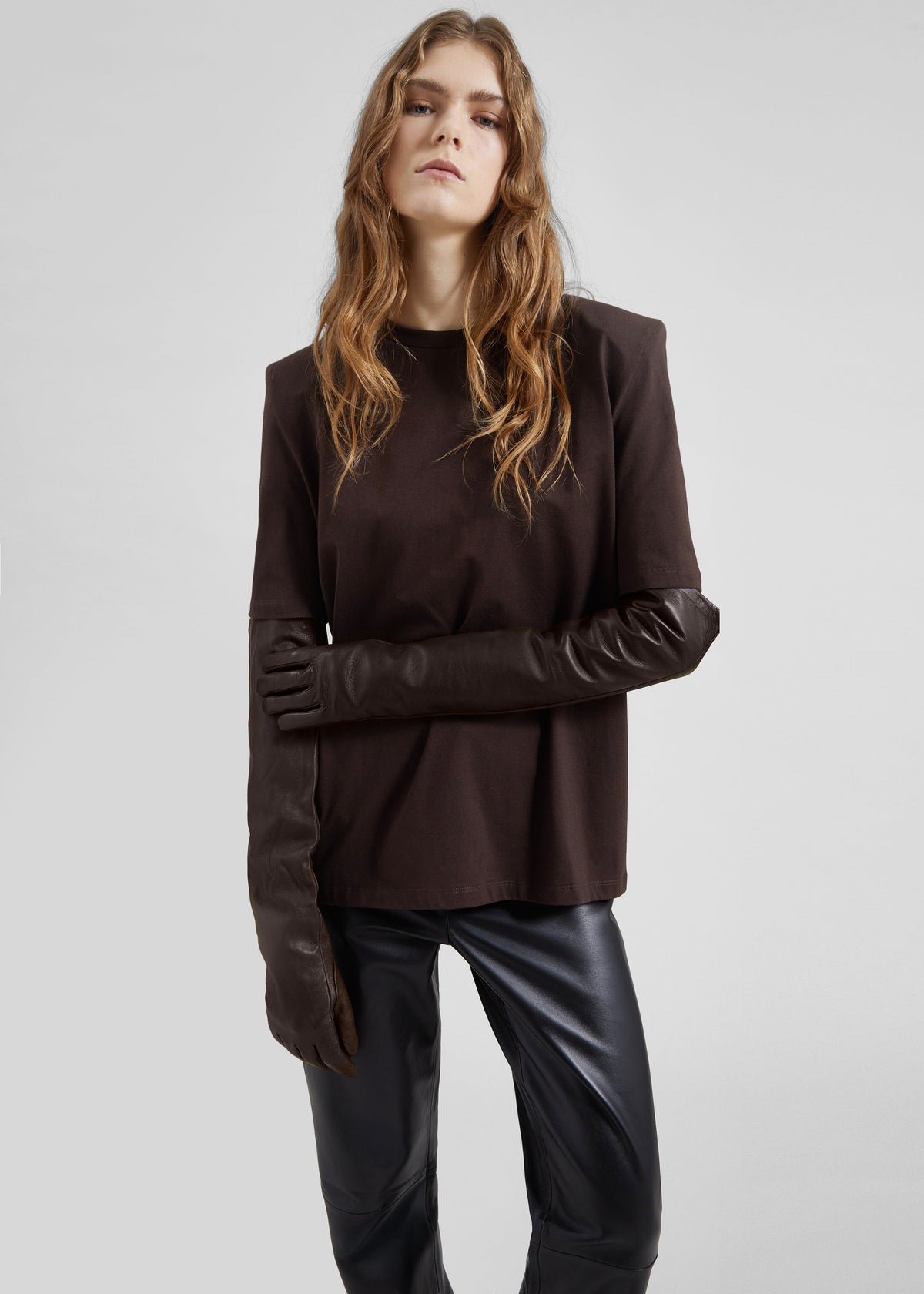 Carrington Padded Shoulder Tee - Brown - 3