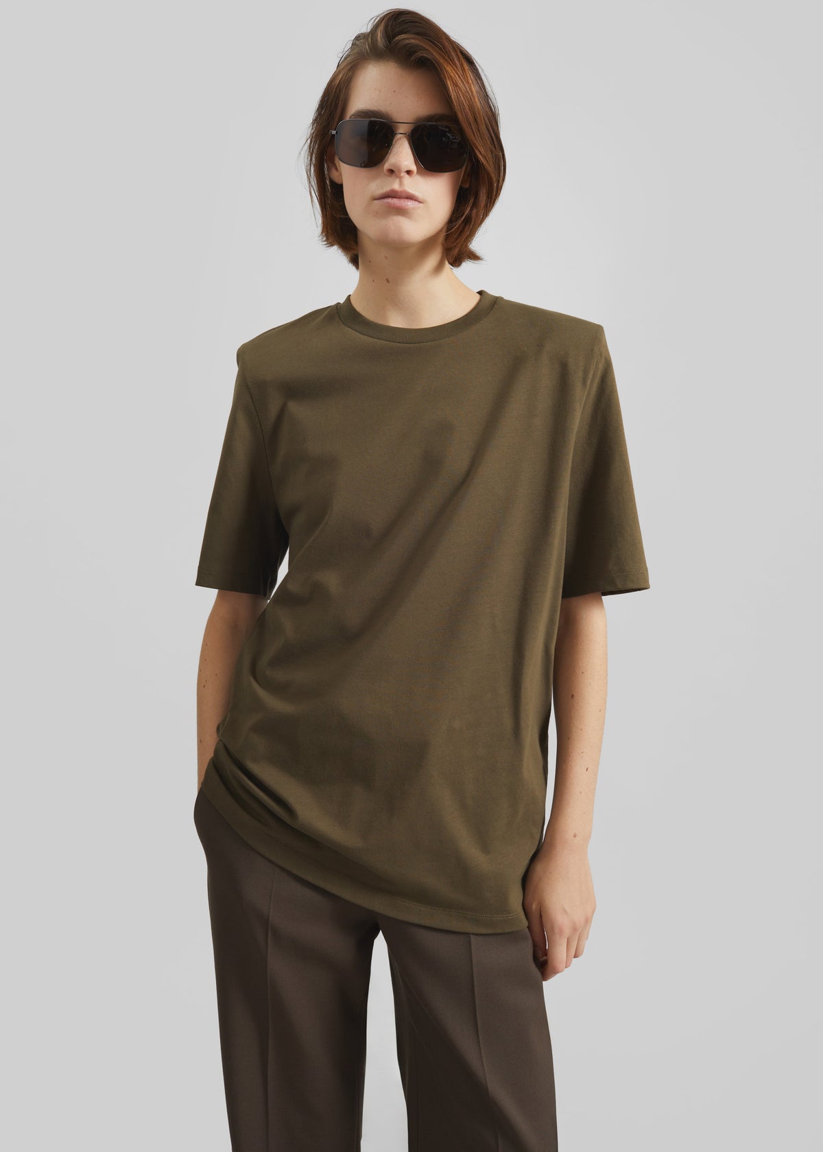 Carrington Padded Shoulder Tee - Olive - 5