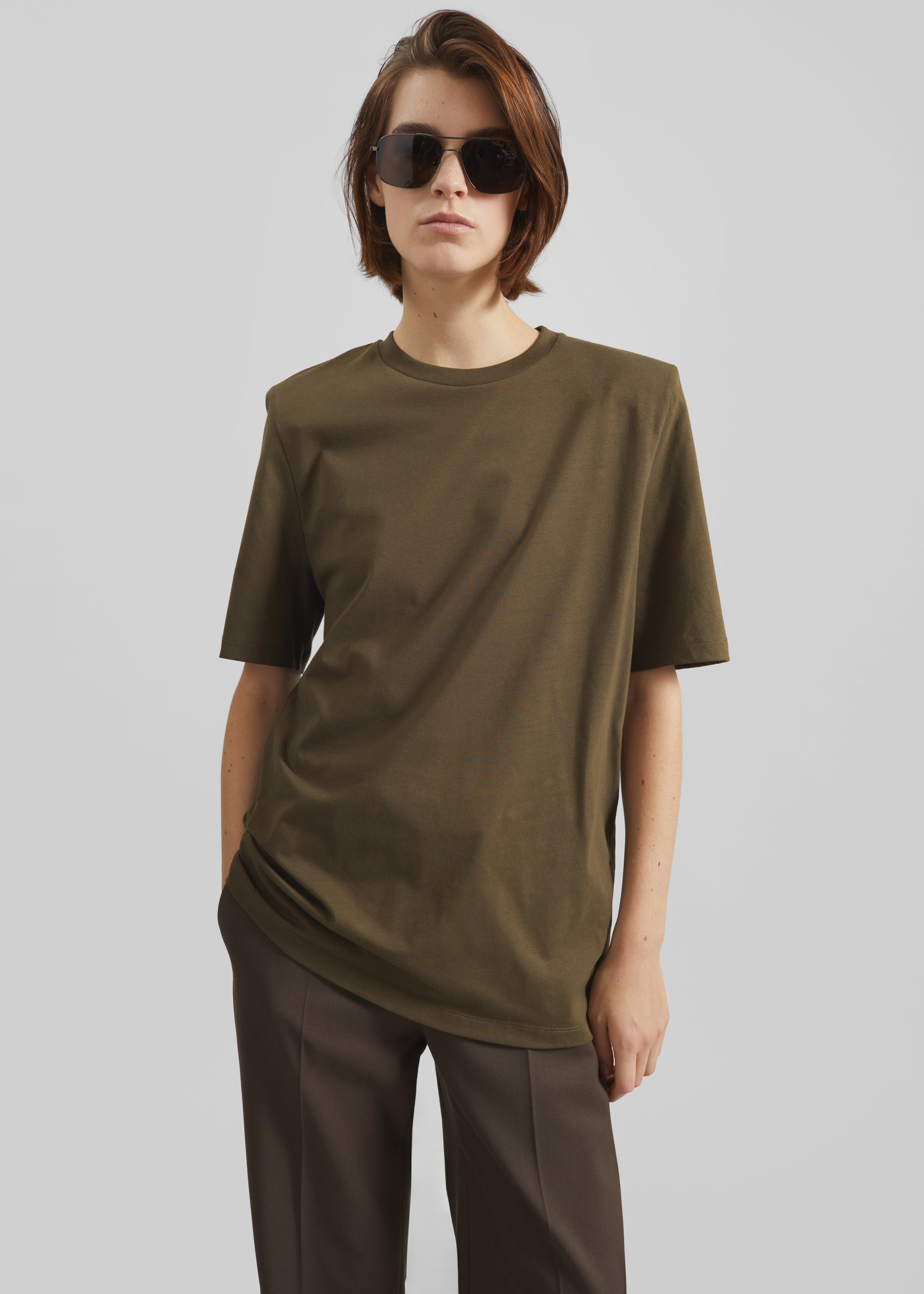 Carrington Padded Shoulder Tee - Olive - 5