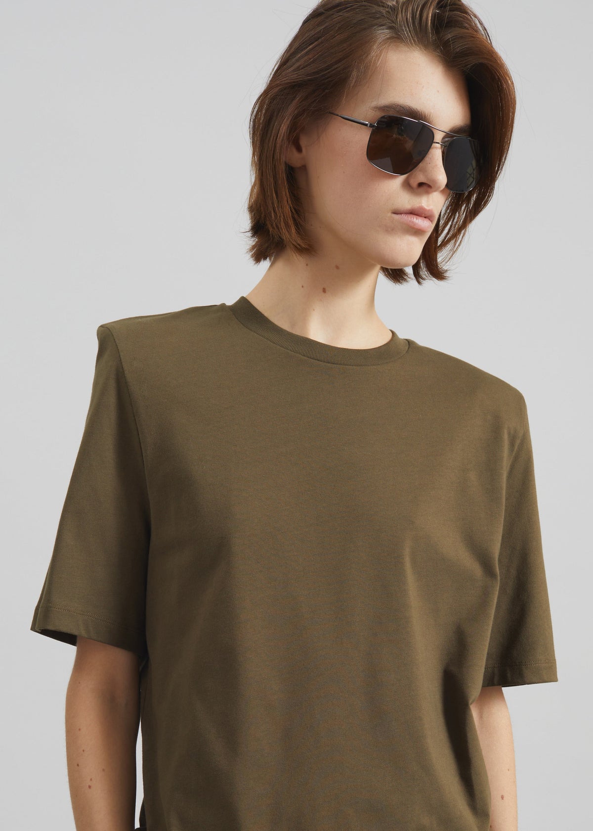 Carrington Padded Shoulder Tee - Olive - 3