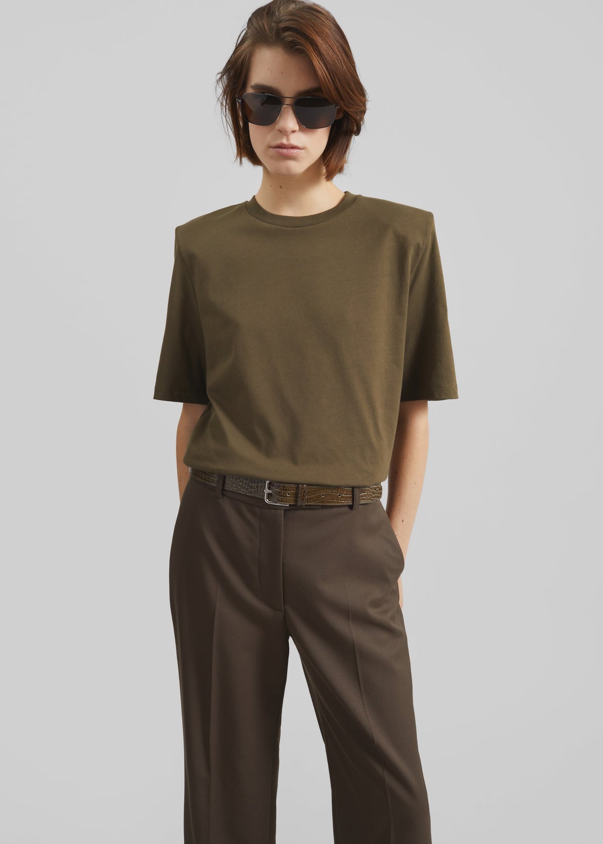 Carrington Padded Shoulder Tee - Olive - 4