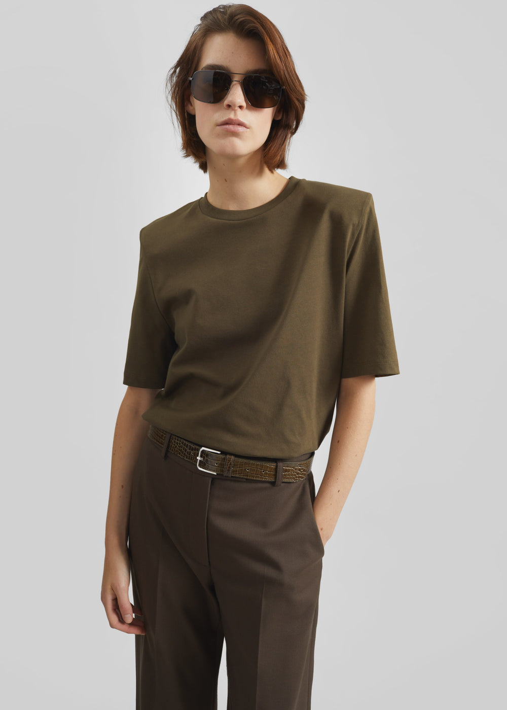 Carrington Padded Shoulder Tee - Olive