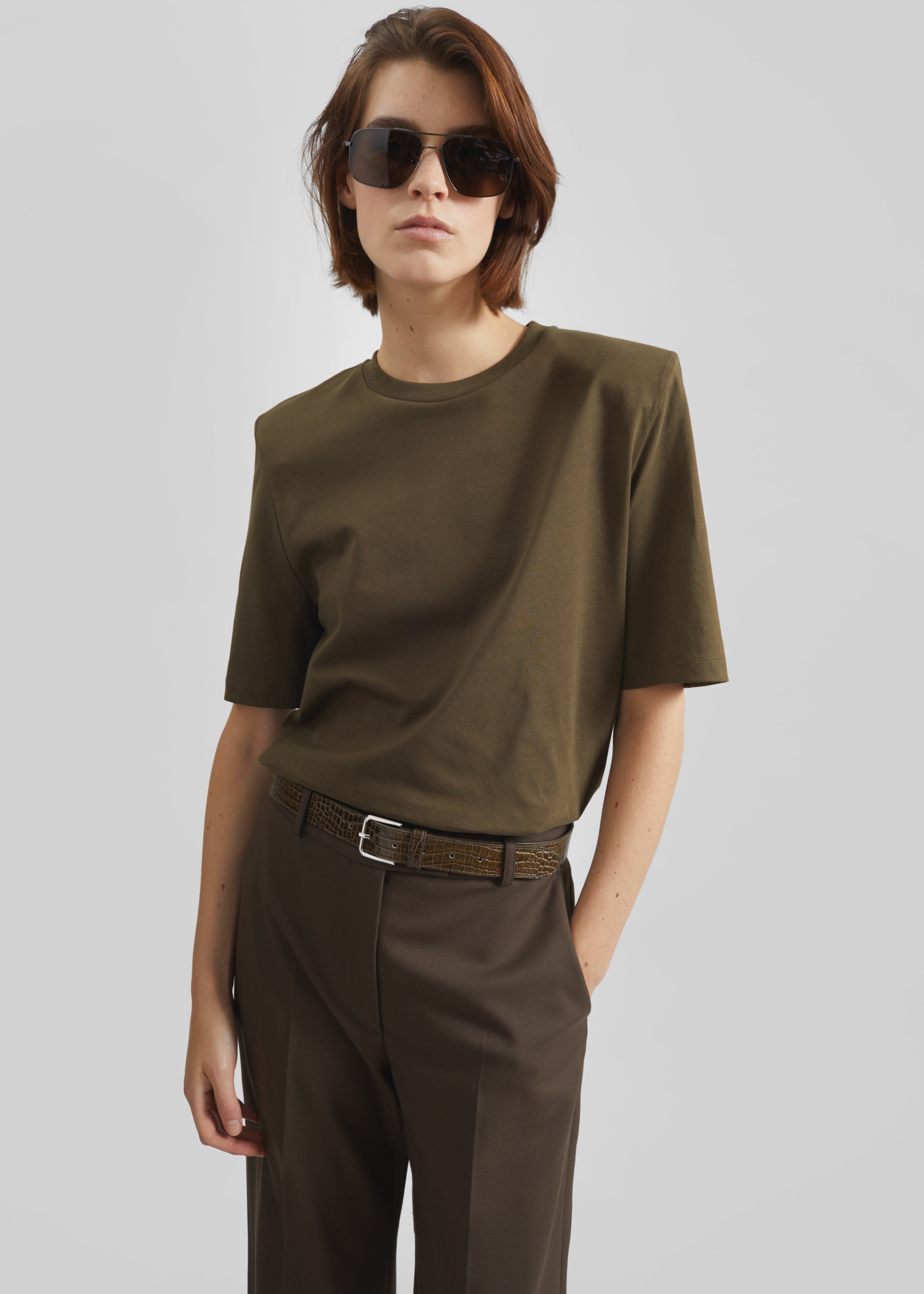 Carrington Padded Shoulder Tee - Olive - 1