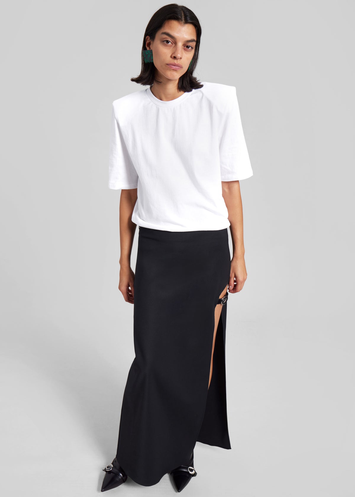 Carrington Padded Shoulder Tee - White - 8