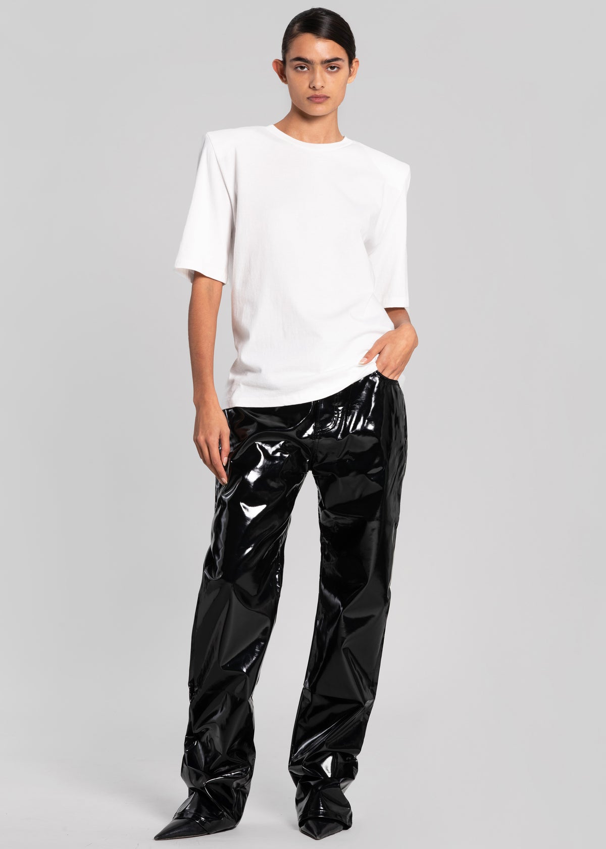 Carrington Padded Shoulder Tee - White - 4