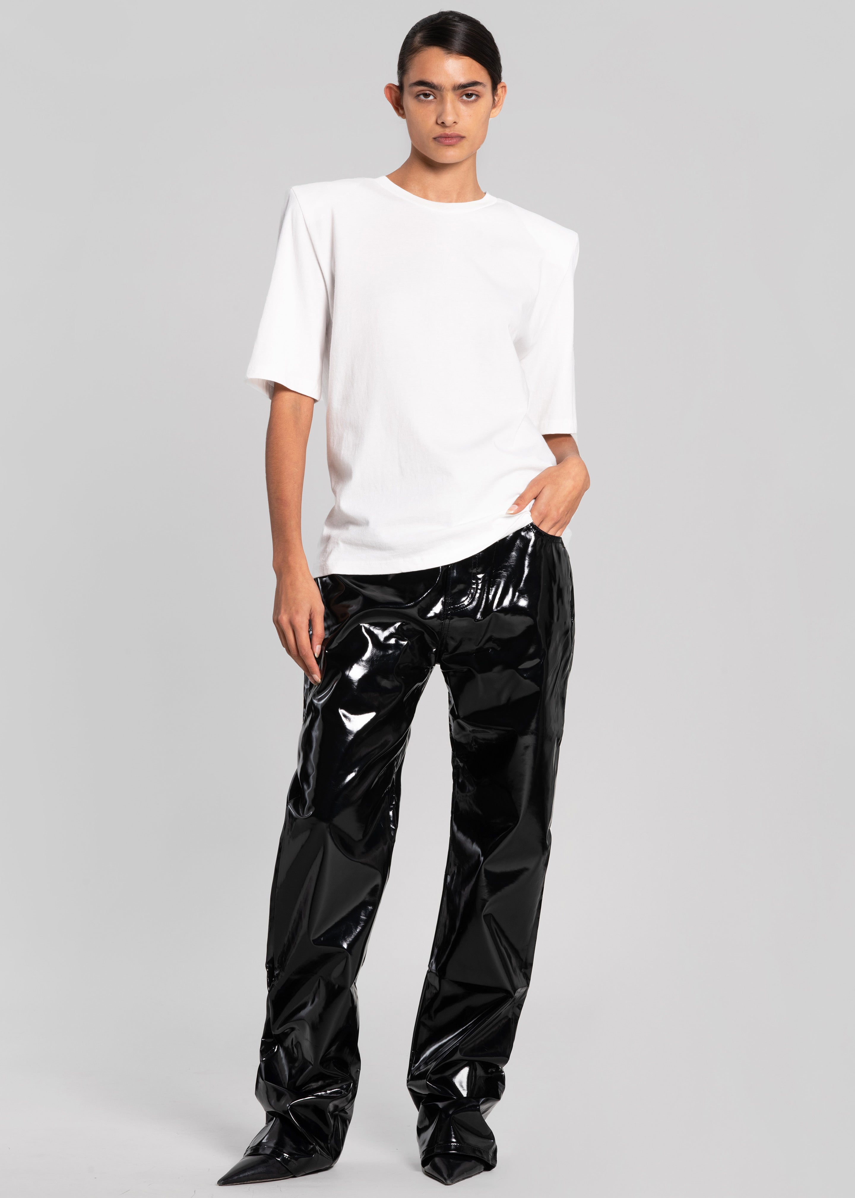 Carrington Padded Shoulder Tee - White - 4