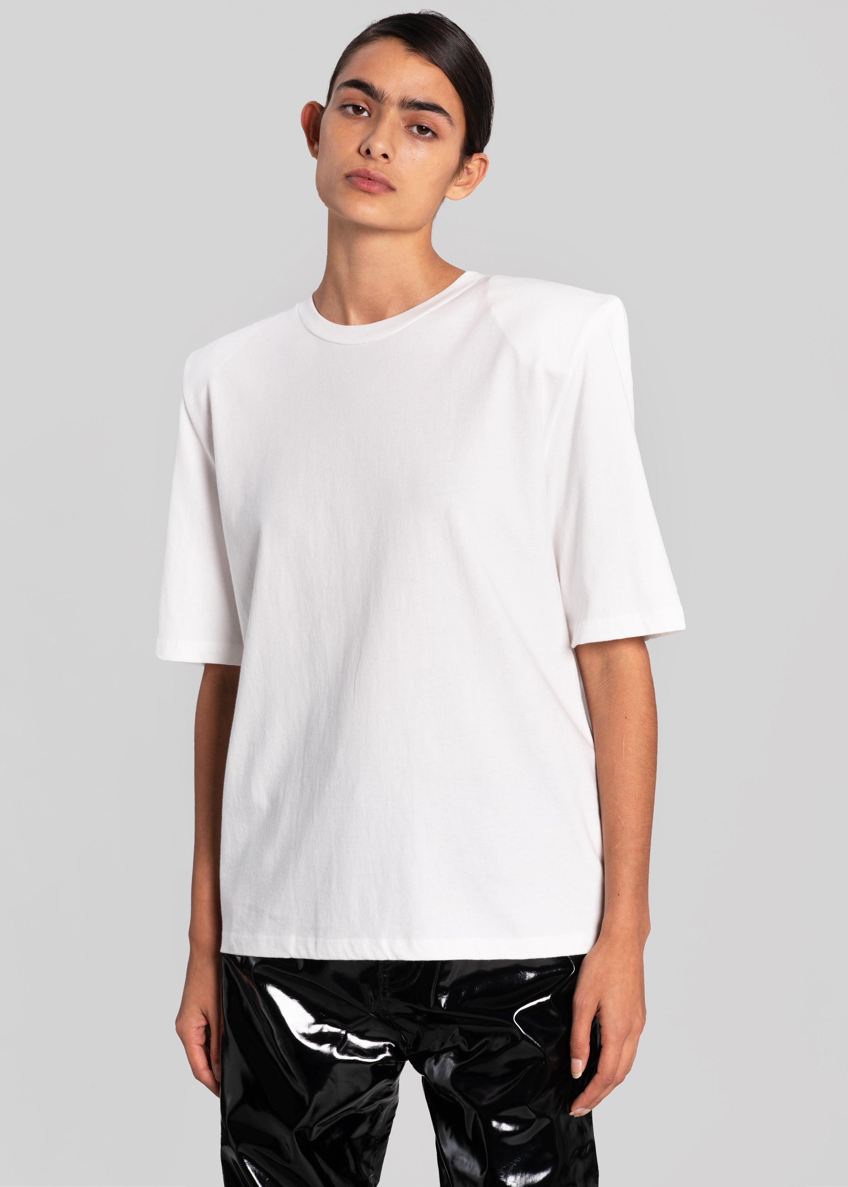 Carrington Padded Shoulder Tee - White - 3