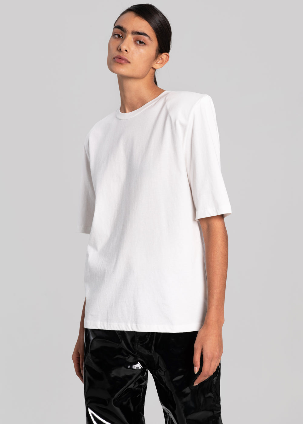 Carrington Padded Shoulder Tee - White - 1