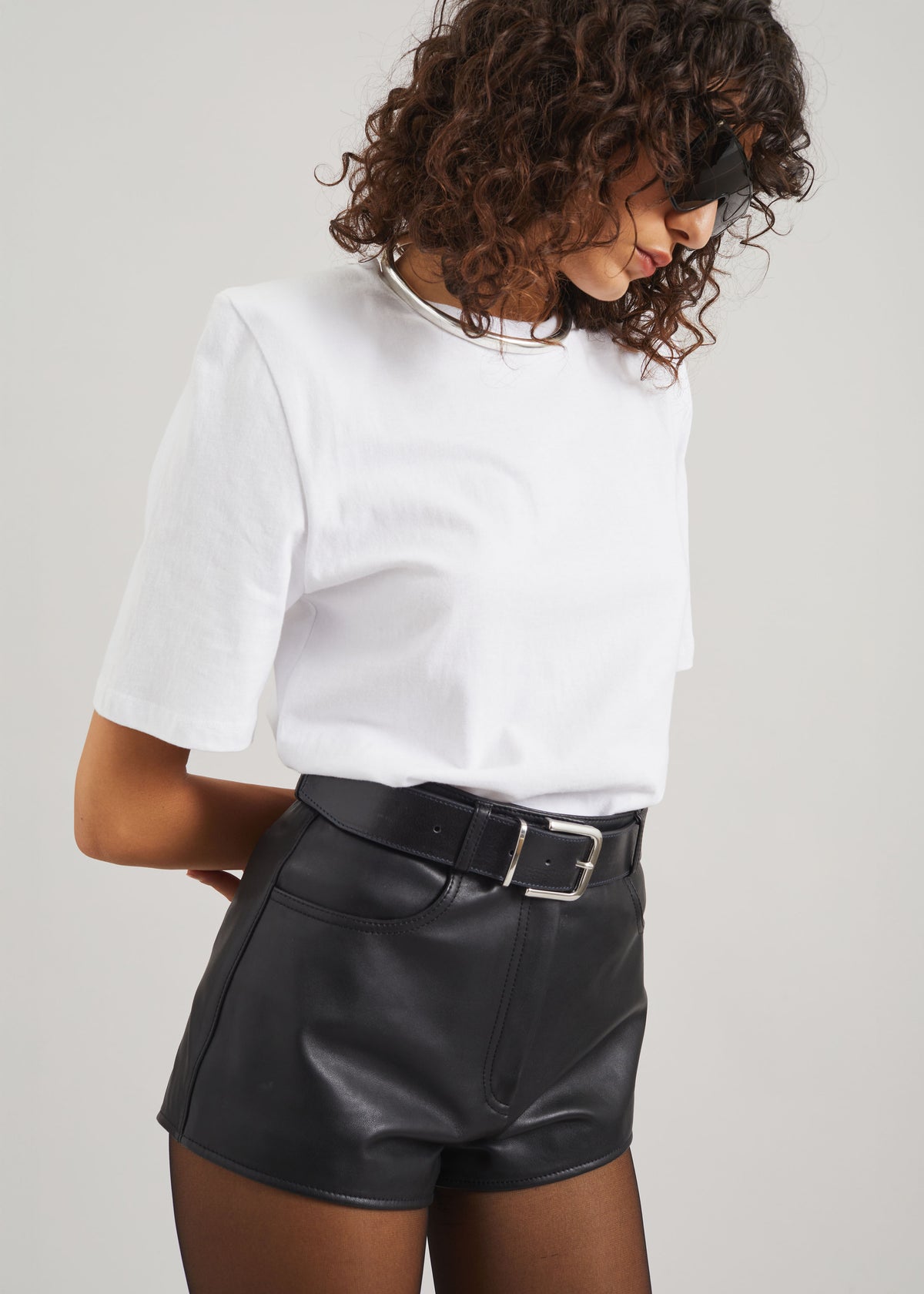 Carrington Padded Shoulder Tee - White - 7