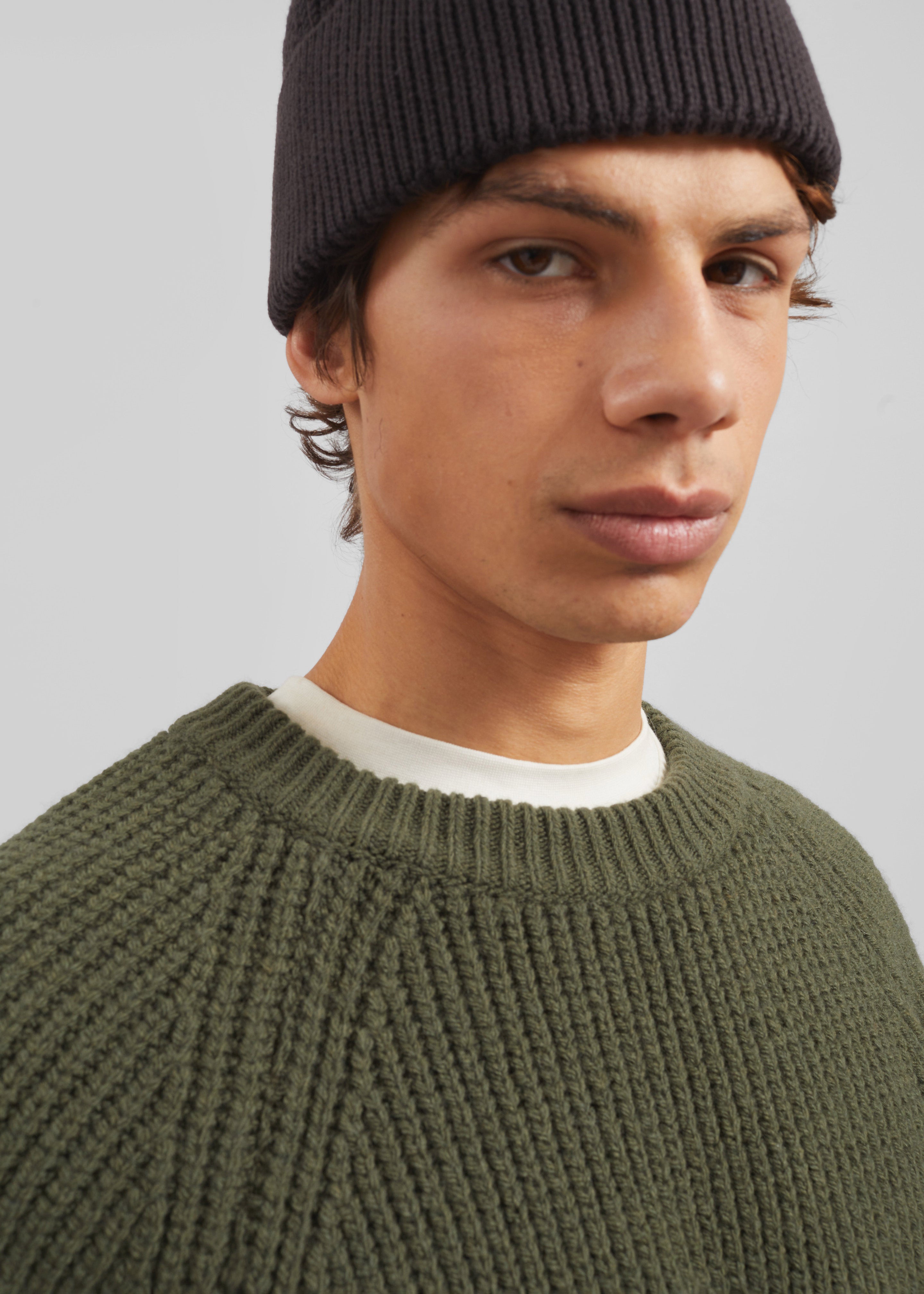 Carter Crew Neck Sweater - Olive - 3
