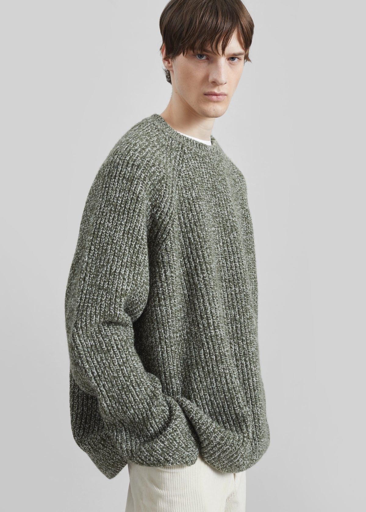 Carter Crew Neck Sweater - Olive/White - 5