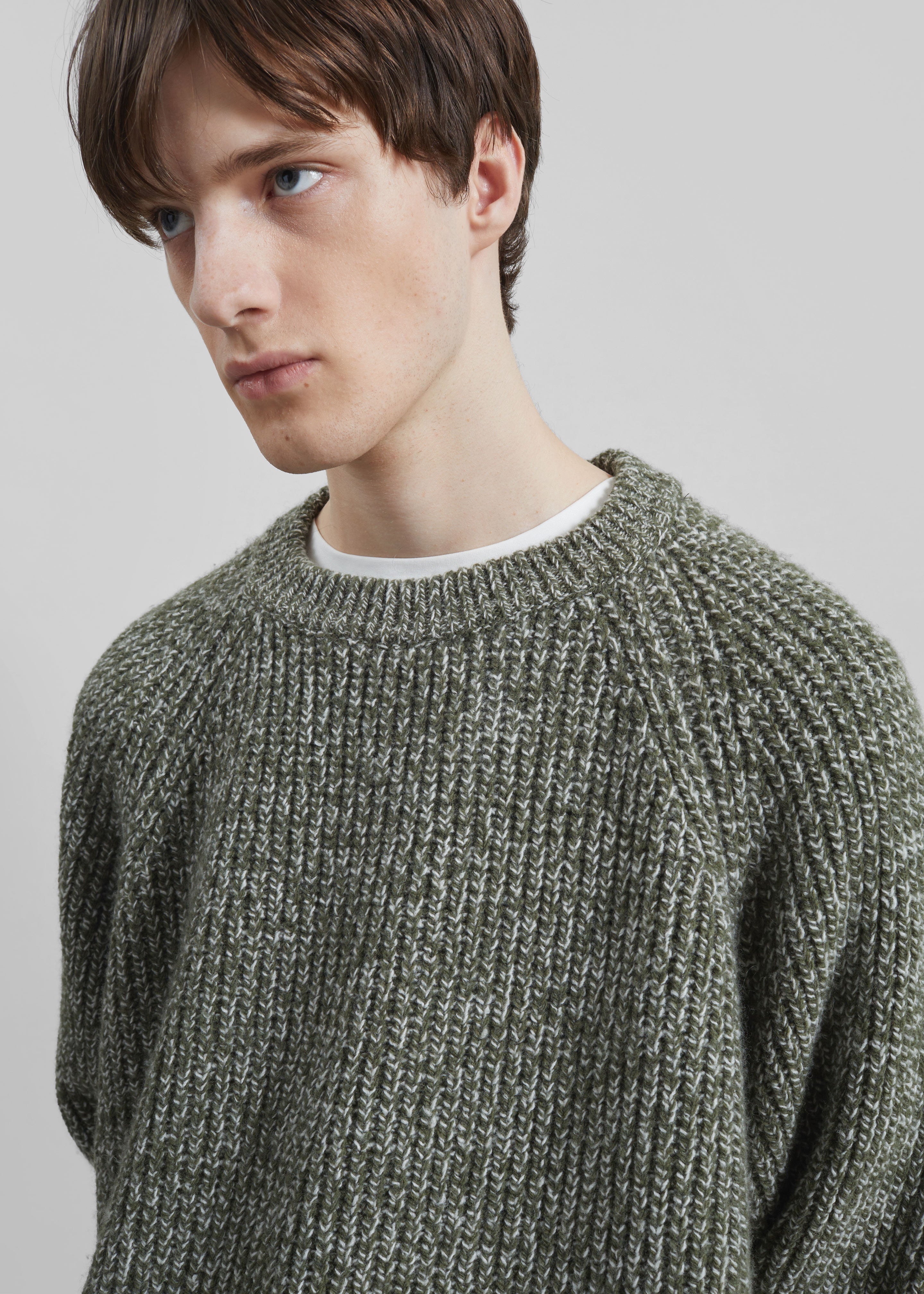 Carter Crew Neck Sweater - Olive/White - 9